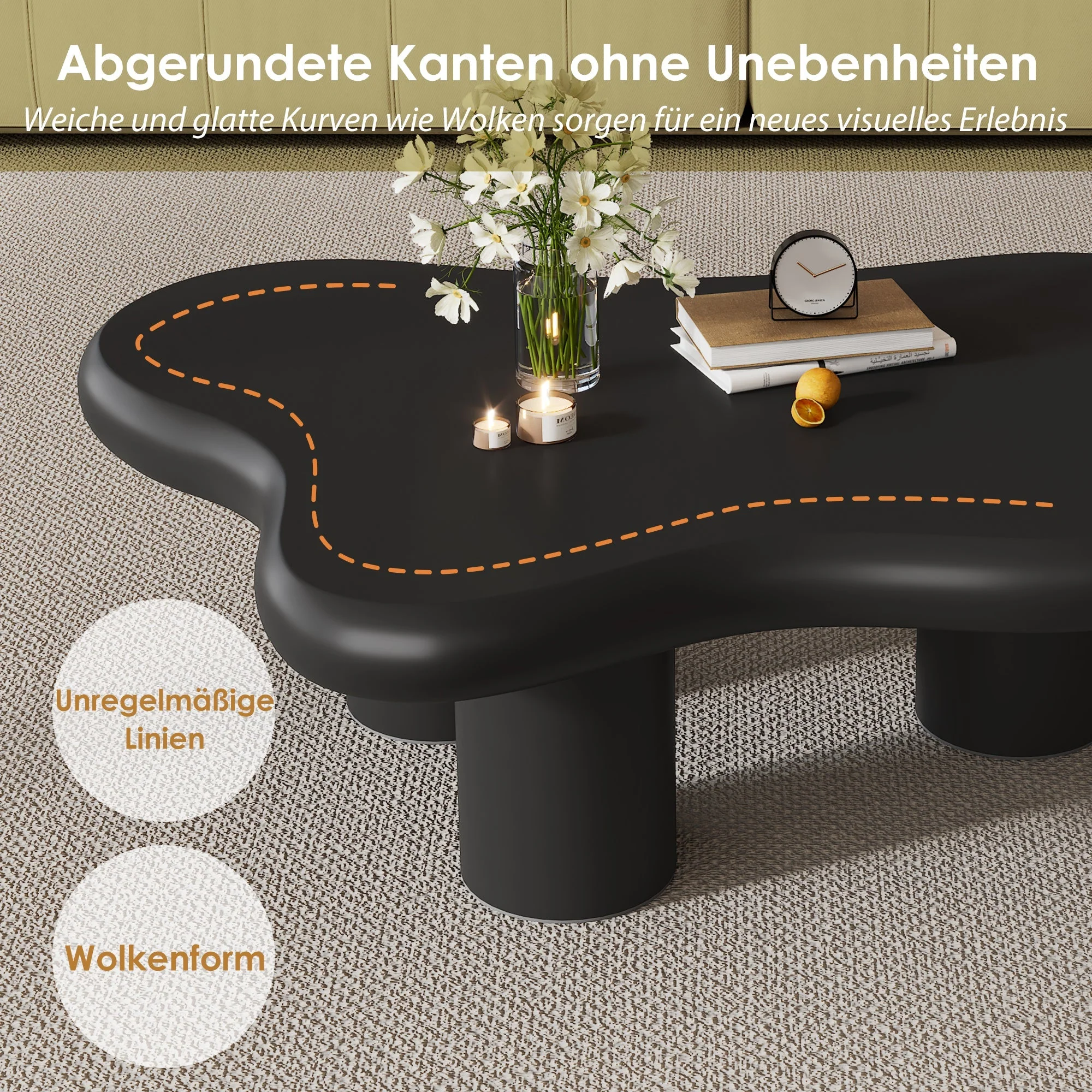 Coffee Table Irregular Cloud-Shaped 97x67x32cm - Lacquered MDF - Image 8