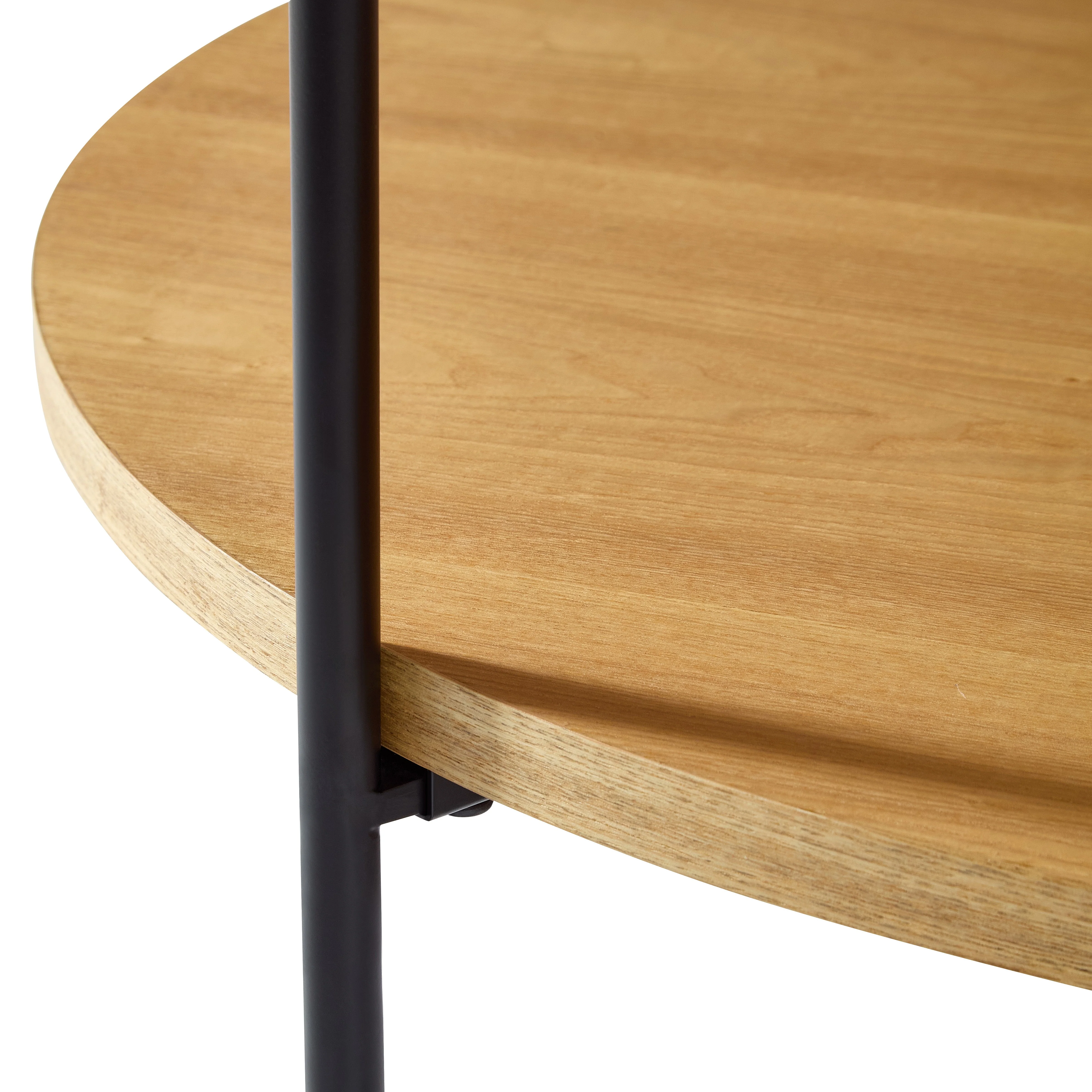 Coffee Table Modern 2-Tier Round Tray Wood & Iron - Image 3