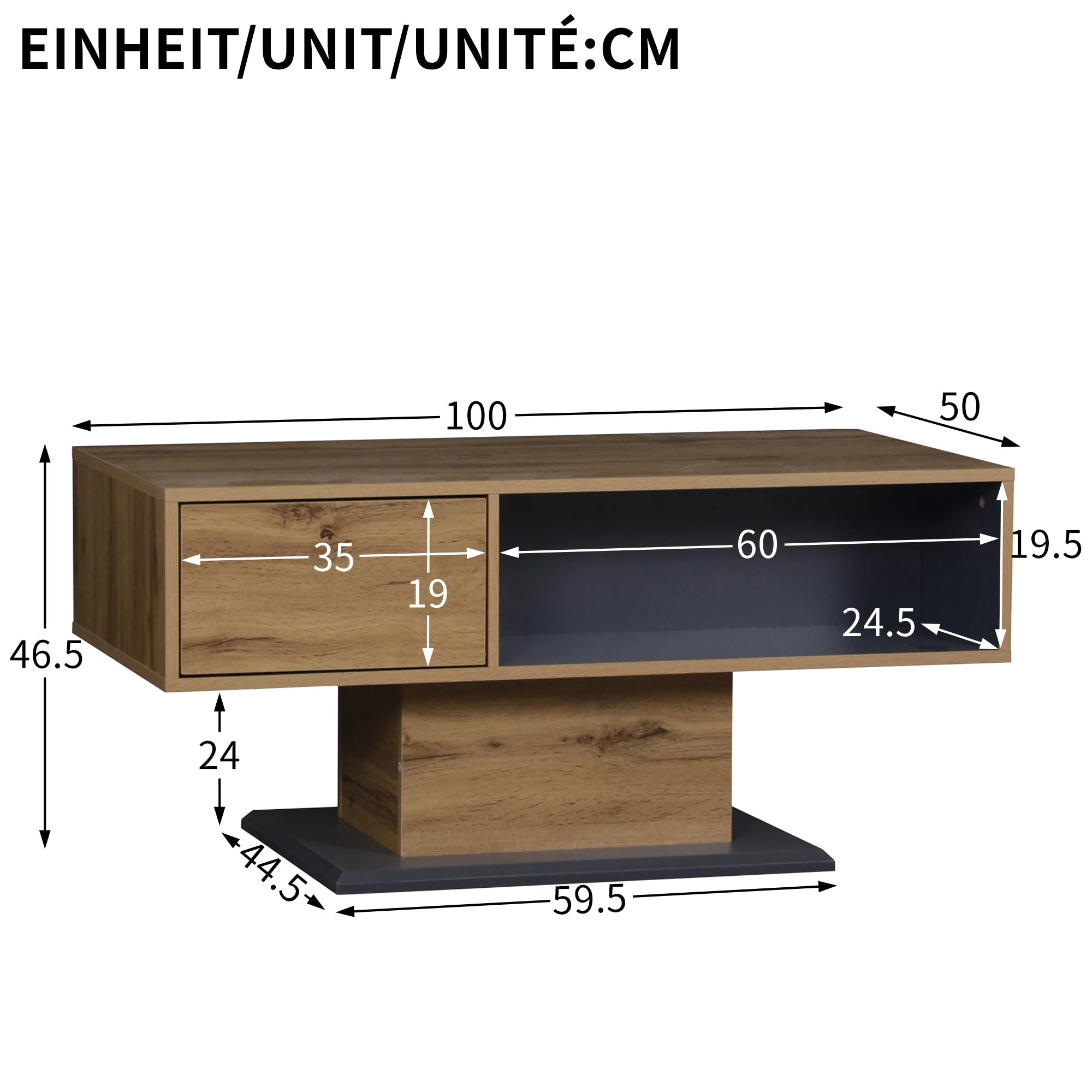 Coffee Table Modern Double-Sided Storage Large Shelf - Image 7