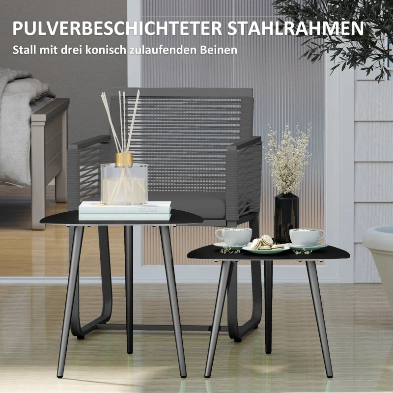 Coffee Table Set of 2, Steel, Black - Image 5