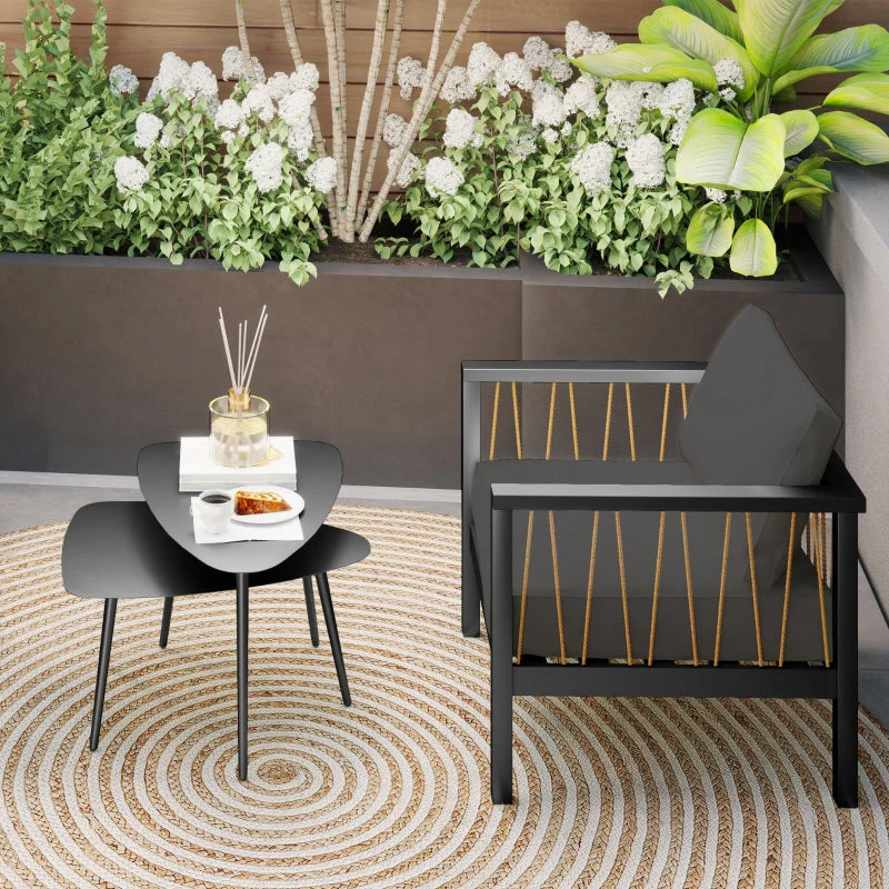 Coffee Table Set of 2, Steel, Black - Image 7