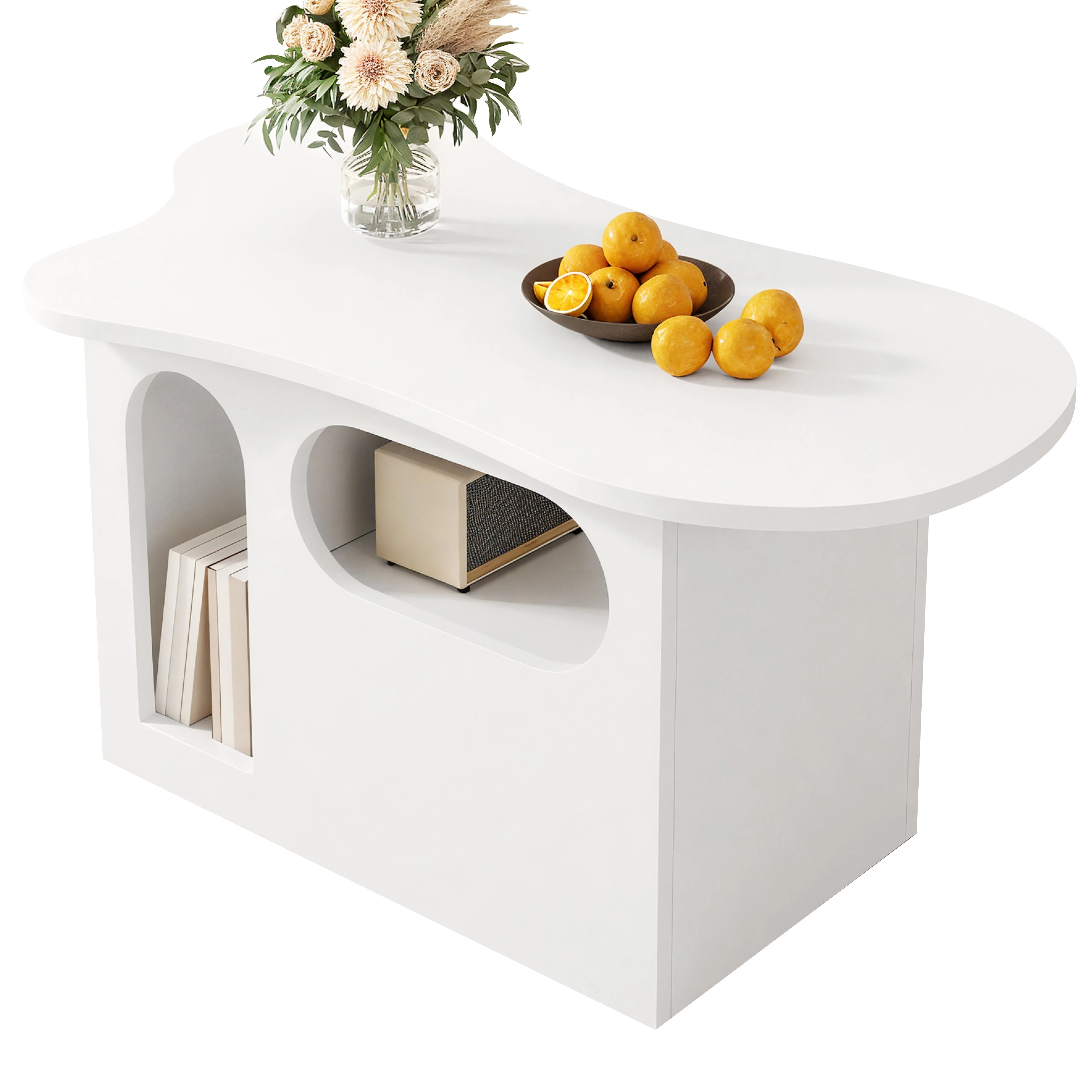 Coffee Table with Drawers, Cloud-Shaped with Open Storage, High-Quality Material - Image 3