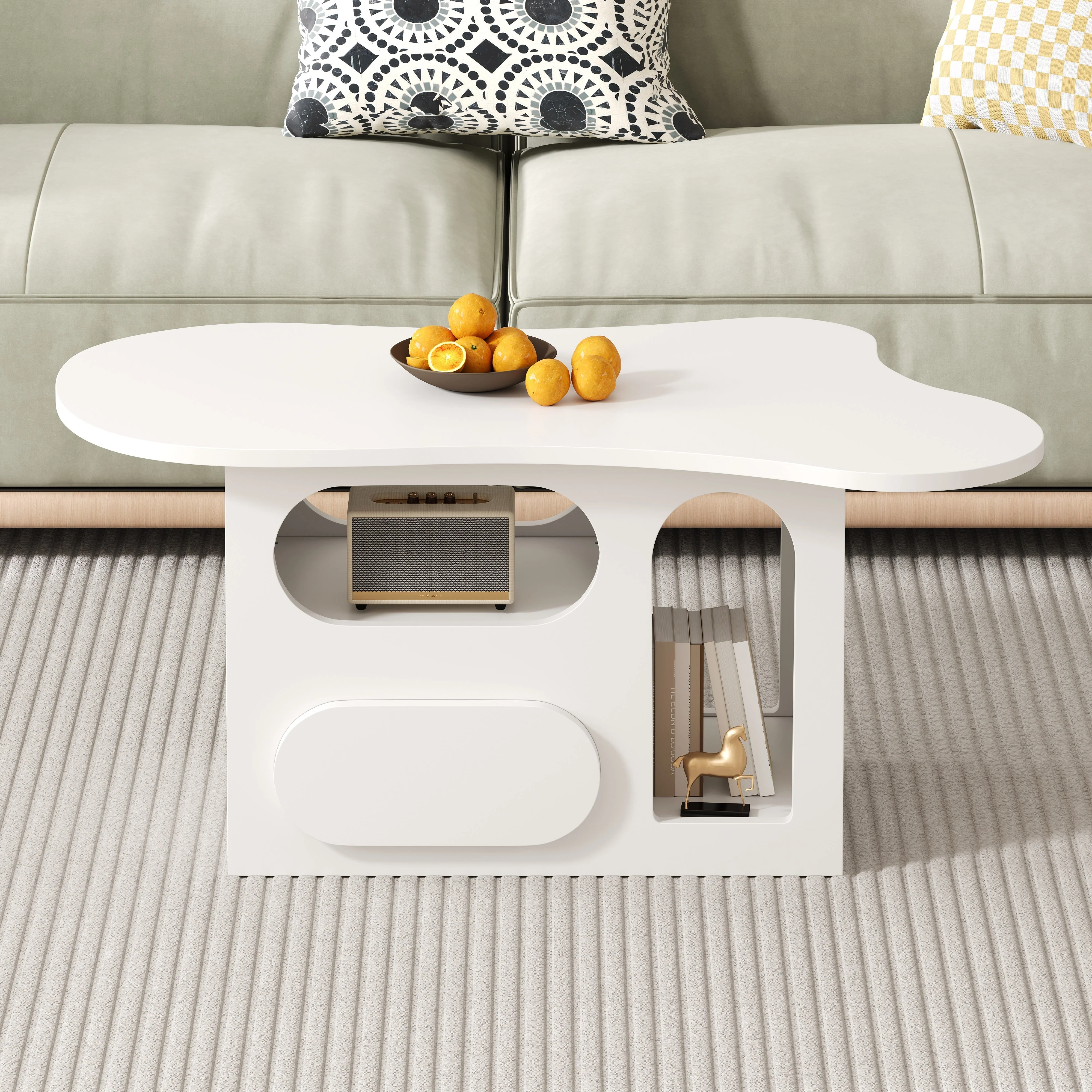 Coffee Table with Drawers, Cloud-Shaped with Open Storage, High-Quality Material - Image 5