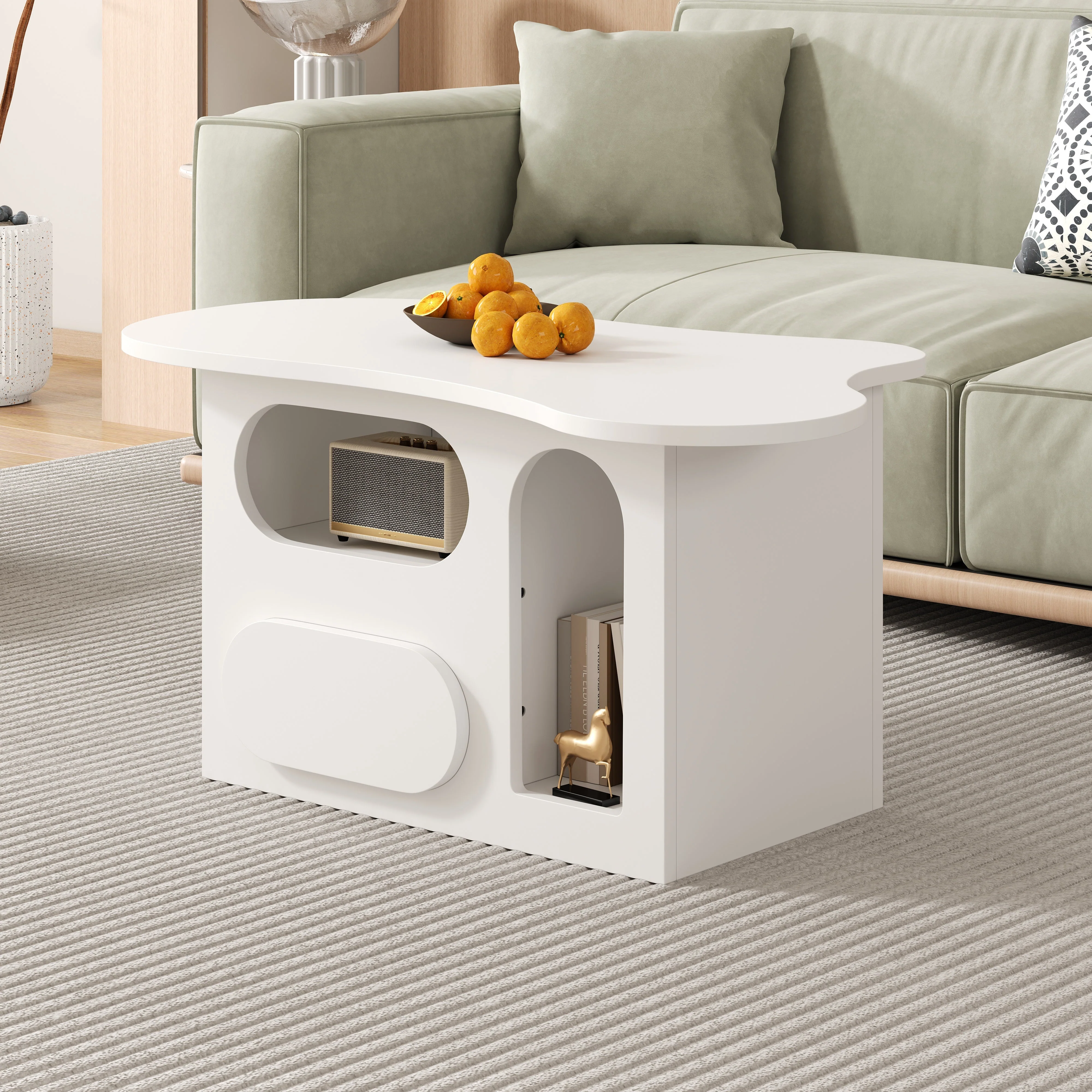 Coffee Table with Drawers, Cloud-Shaped with Open Storage, High-Quality Material - Image 7