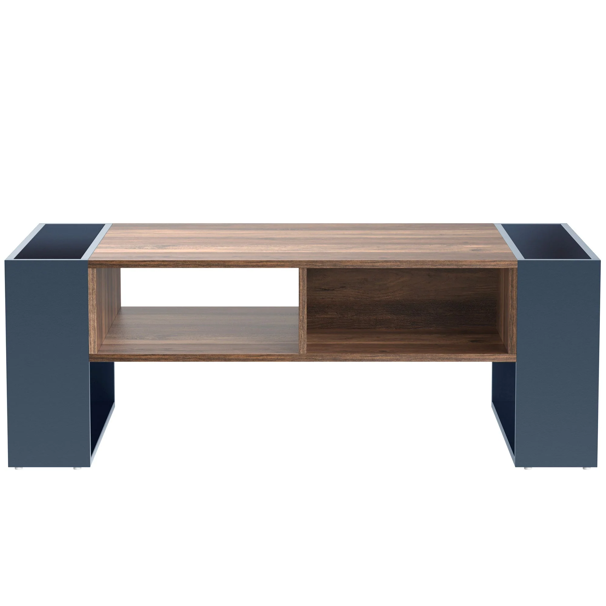 Coffee Table with Handleless Drawer & Double-Sided Storage, Anthracite Wood Grain - Image 7