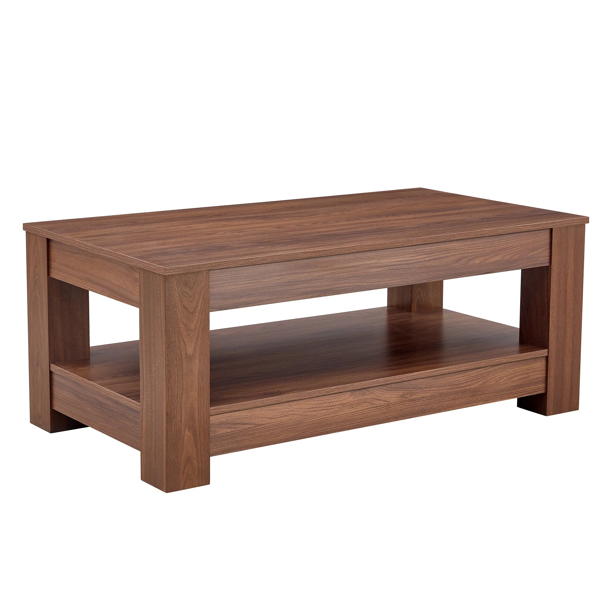 Coffee Table with Modern Two-Tiered Design, Walnut Wood MDF - Image 4