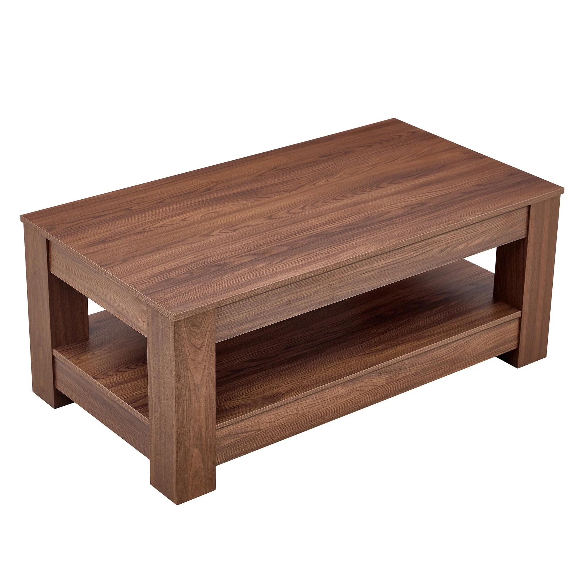 Coffee Table with Modern Two-Tiered Design, Walnut Wood MDF - Image 5