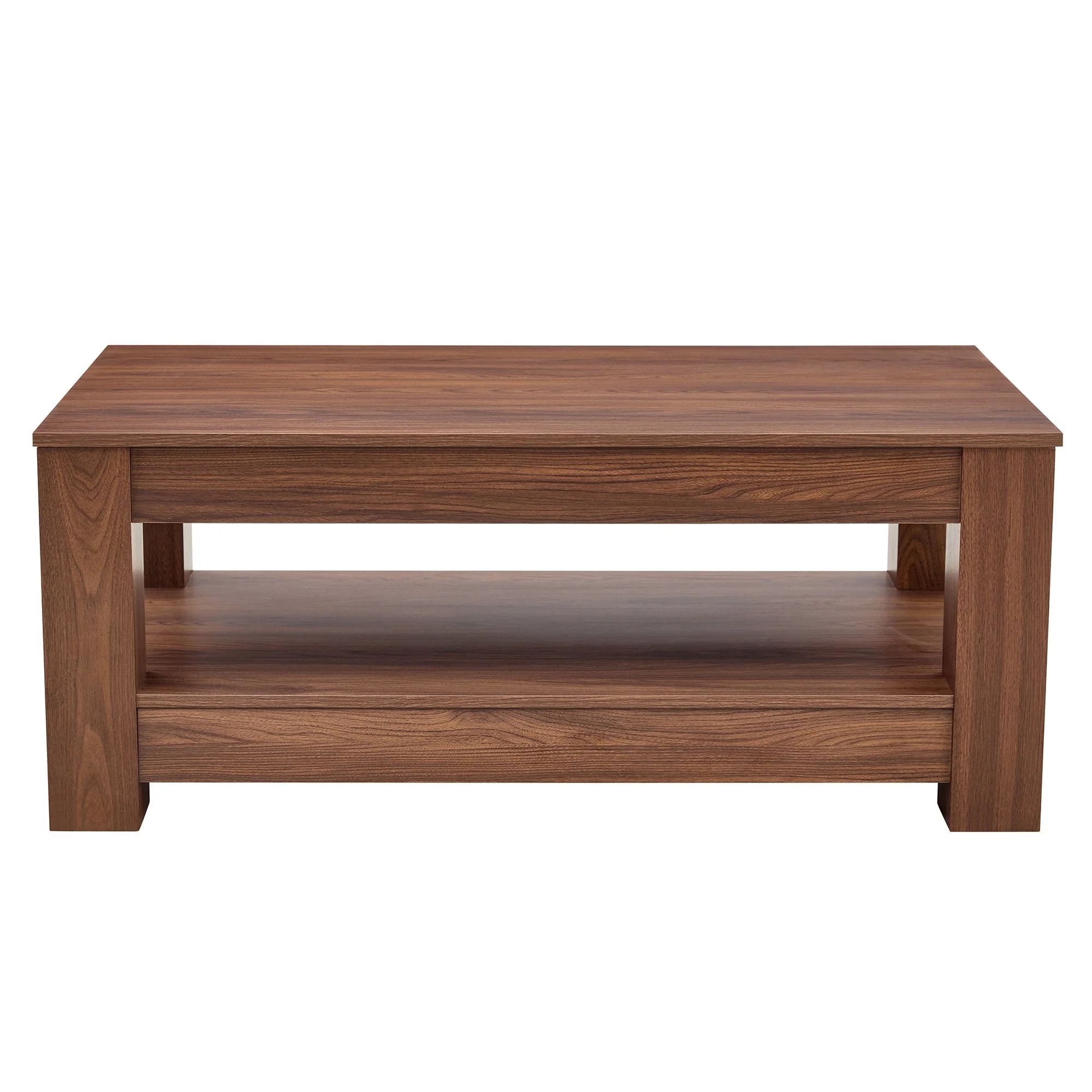 Coffee Table with Modern Two-Tiered Design, Walnut Wood MDF - Image 6