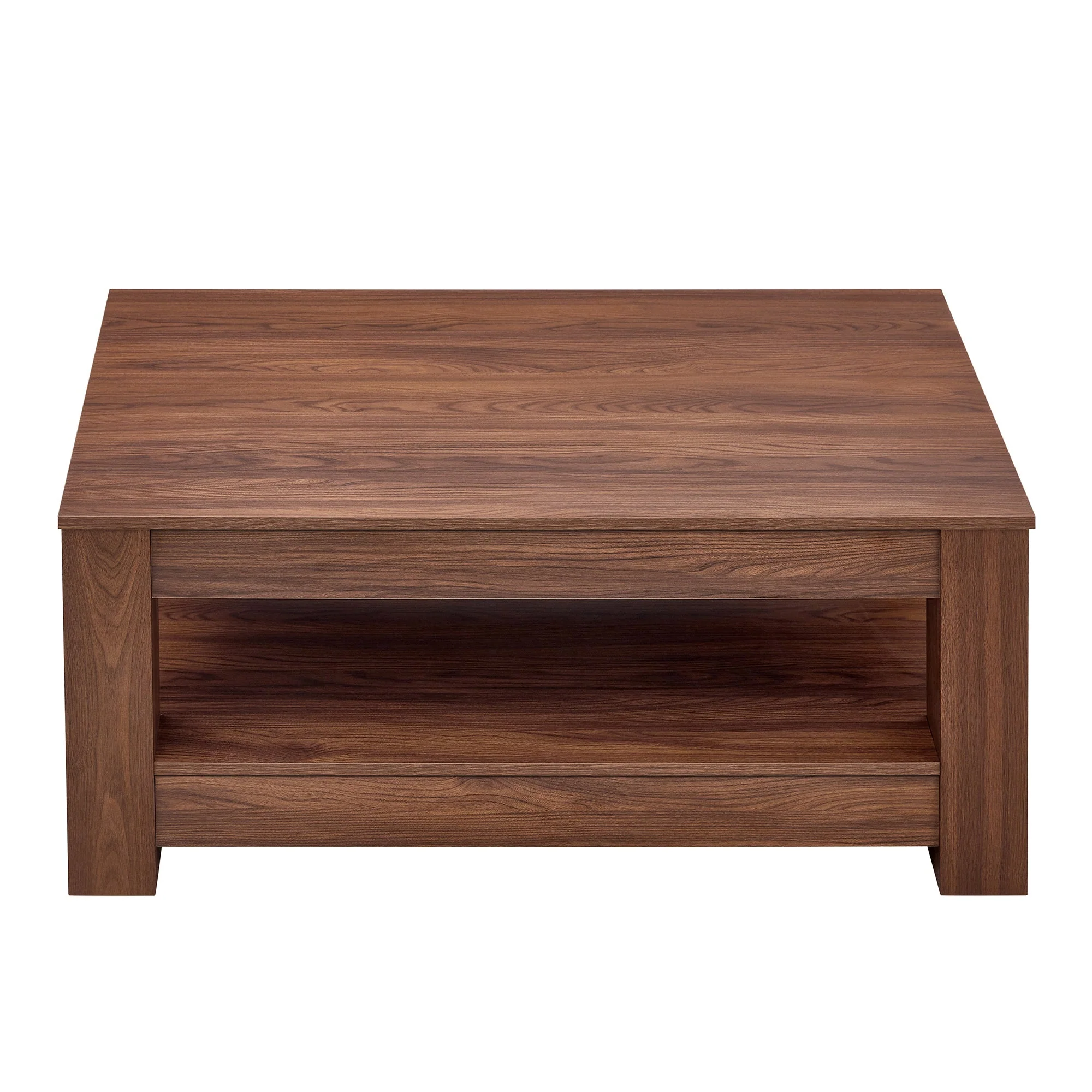 Coffee Table with Modern Two-Tiered Design, Walnut Wood MDF - Image 7