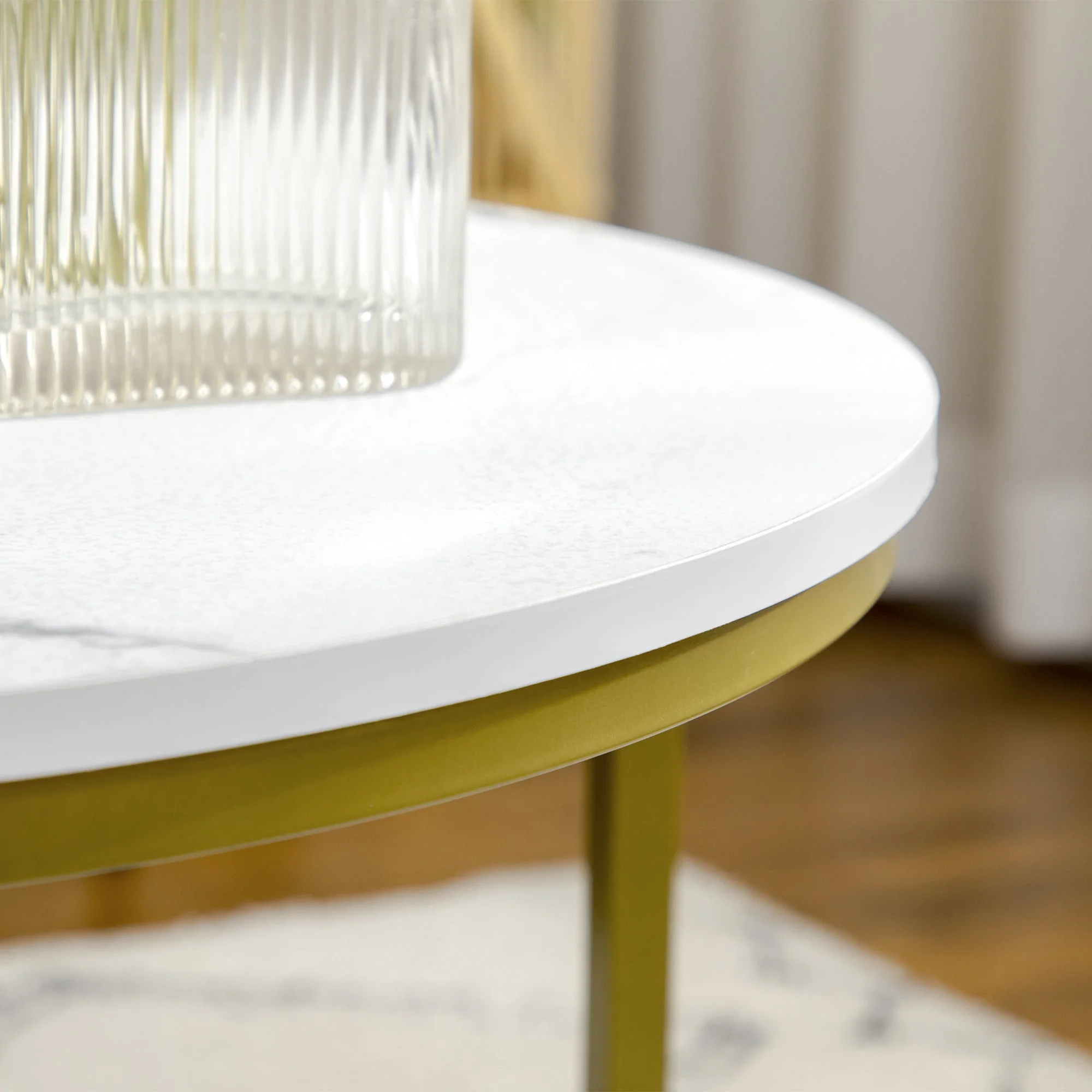 Coffee Tables, Round Stackable with Steel Frame, White - Image 7