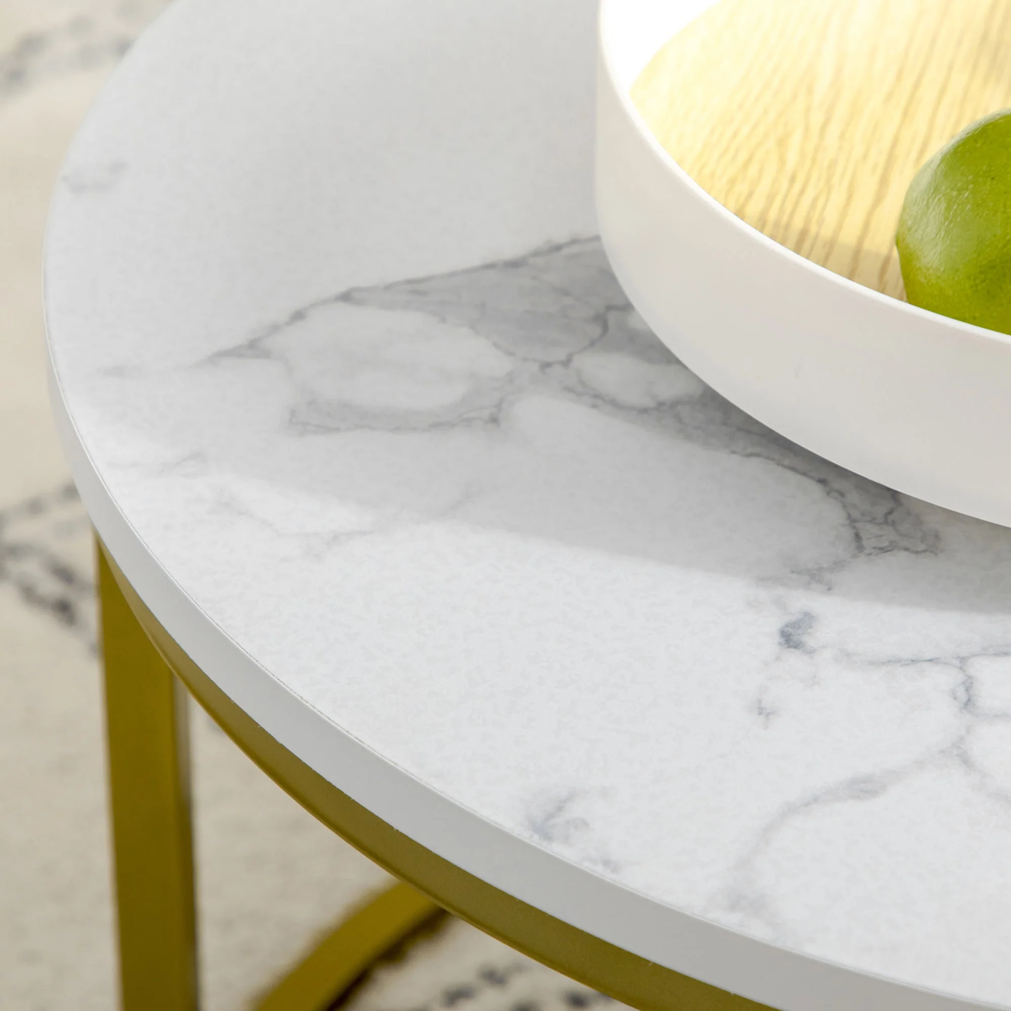 Coffee Tables, Round Stackable with Steel Frame, White - Image 8