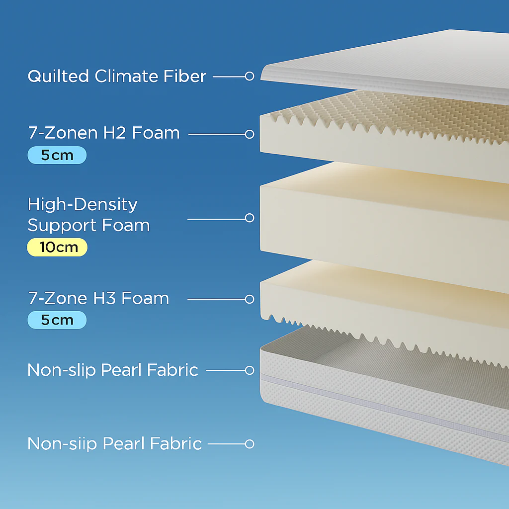 Cold Foam Double Mattress 140x200 7-Zone Comfort Foam, 20cm High - Image 10