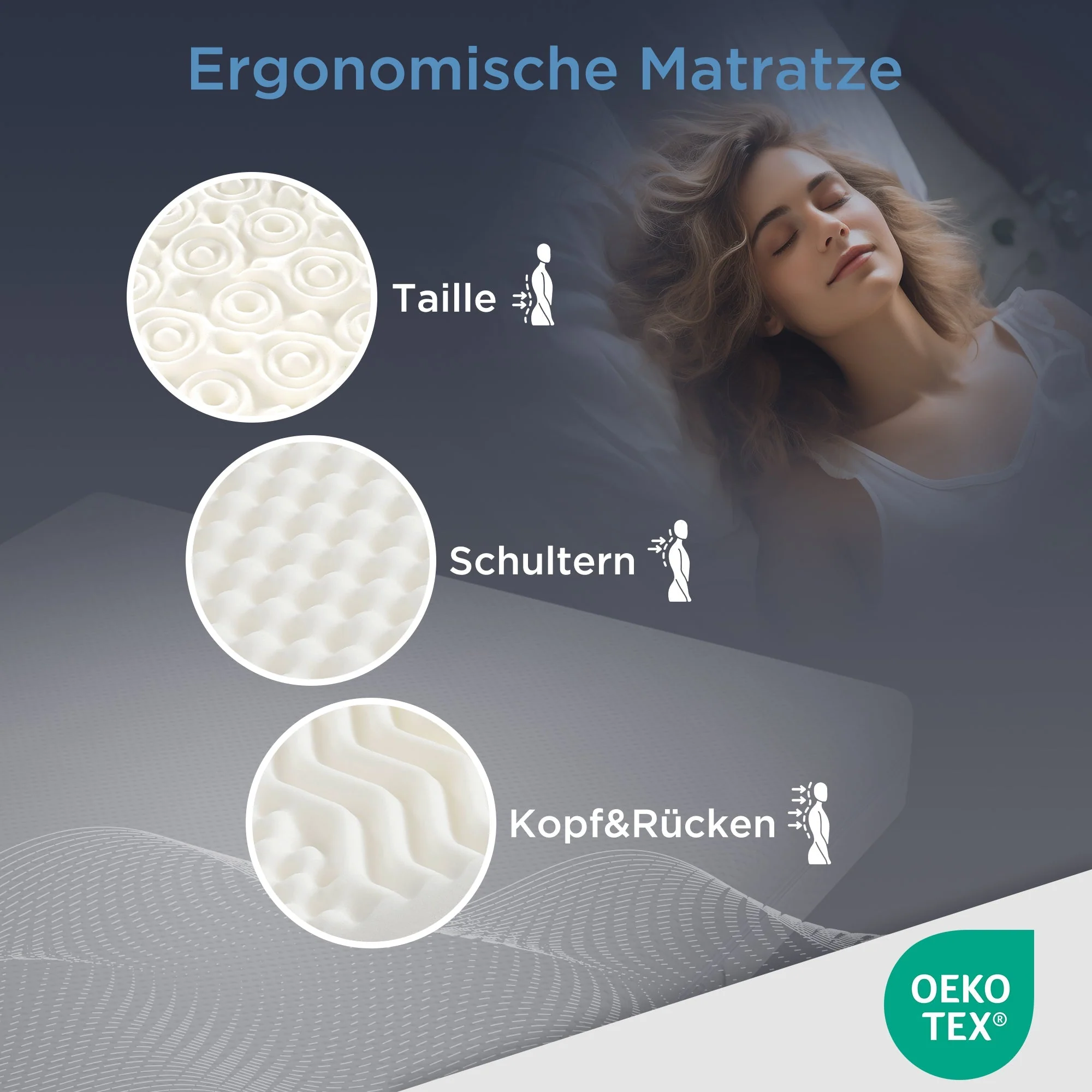 Cold Foam Mattress, 160x200 7-Zone Comfort 20cm H3/H2, Ergonomic with Washable Cover - Image 8