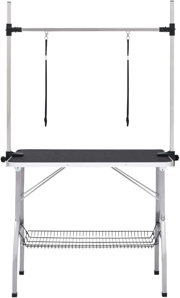Collapsible Pet Grooming Table, Adjustable Arm & Storage, Steel Legs - Image 2