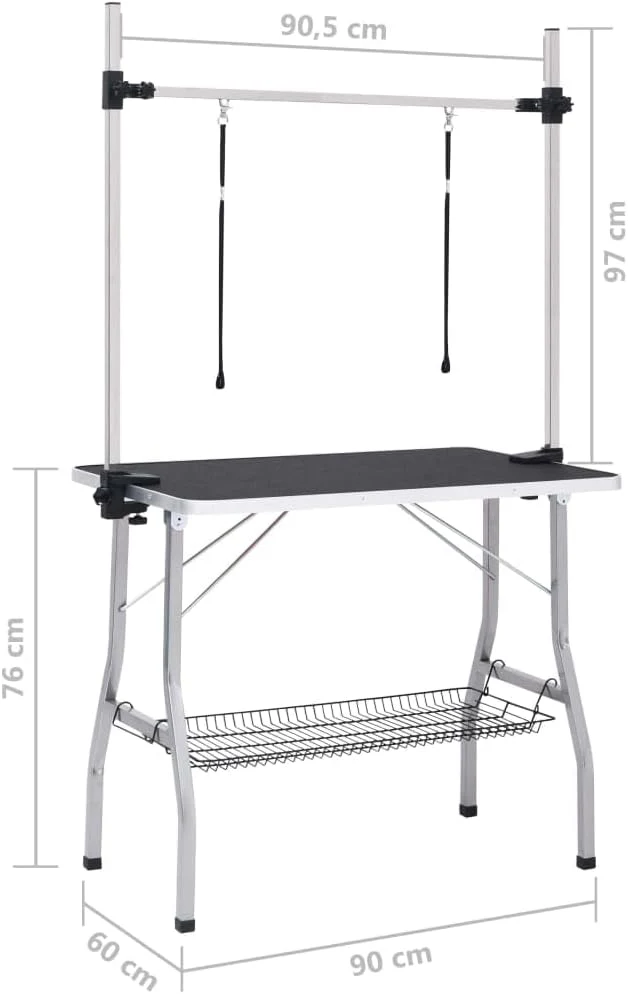 Collapsible Pet Grooming Table, Adjustable Arm & Storage, Steel Legs - Image 9