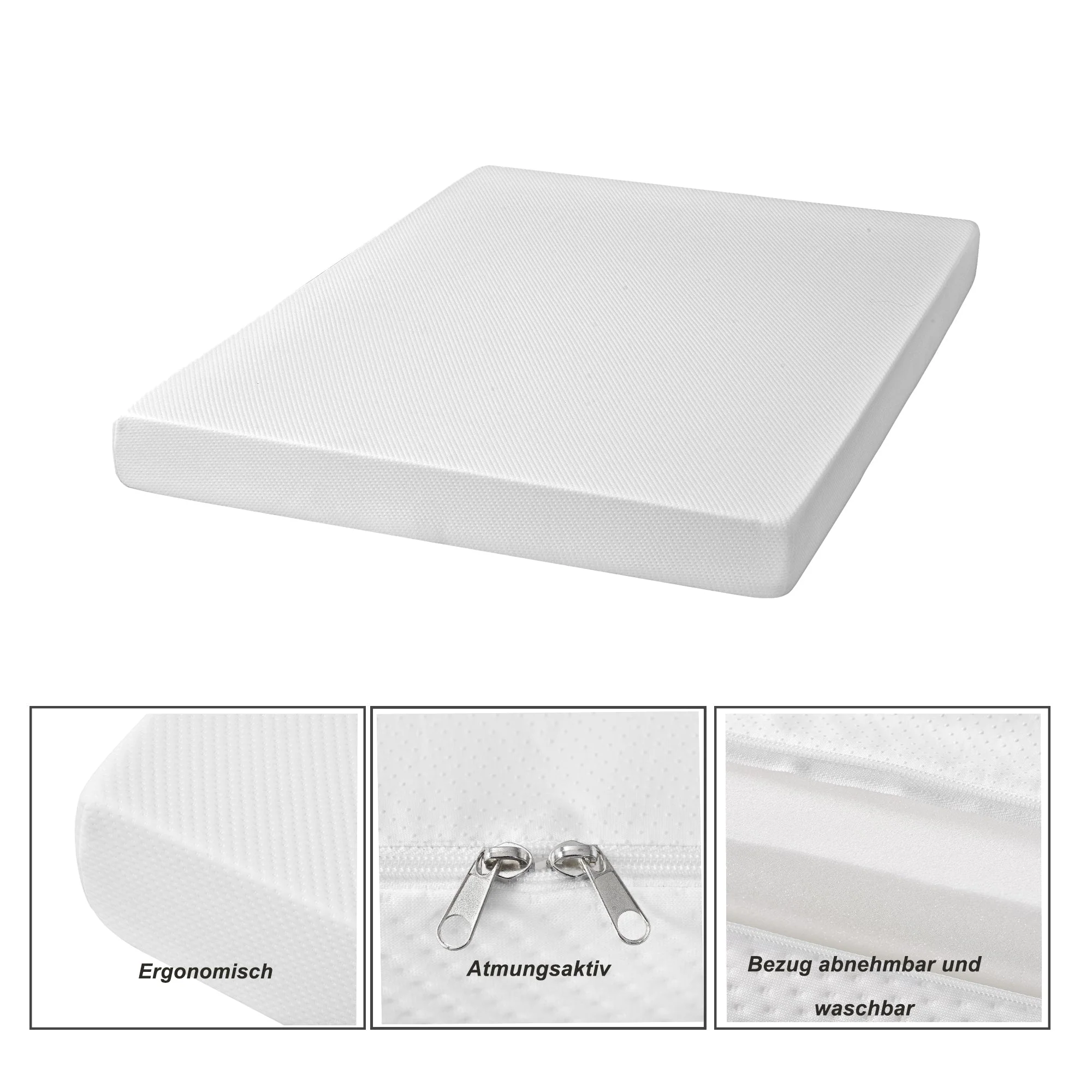 Comfortable mattress, anti-slip, Oeko-Tex certified, ergonomic, breathable, durable, firmness H3, 140x200cm - Image 4
