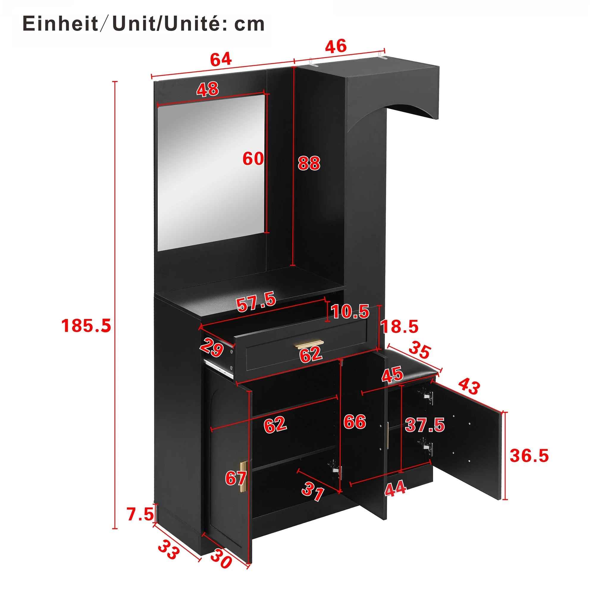 Compact Wardrobe and Shoe Cabinet Combination, Multifunctional Storage Shelf with Mirror, Modern - Image 5
