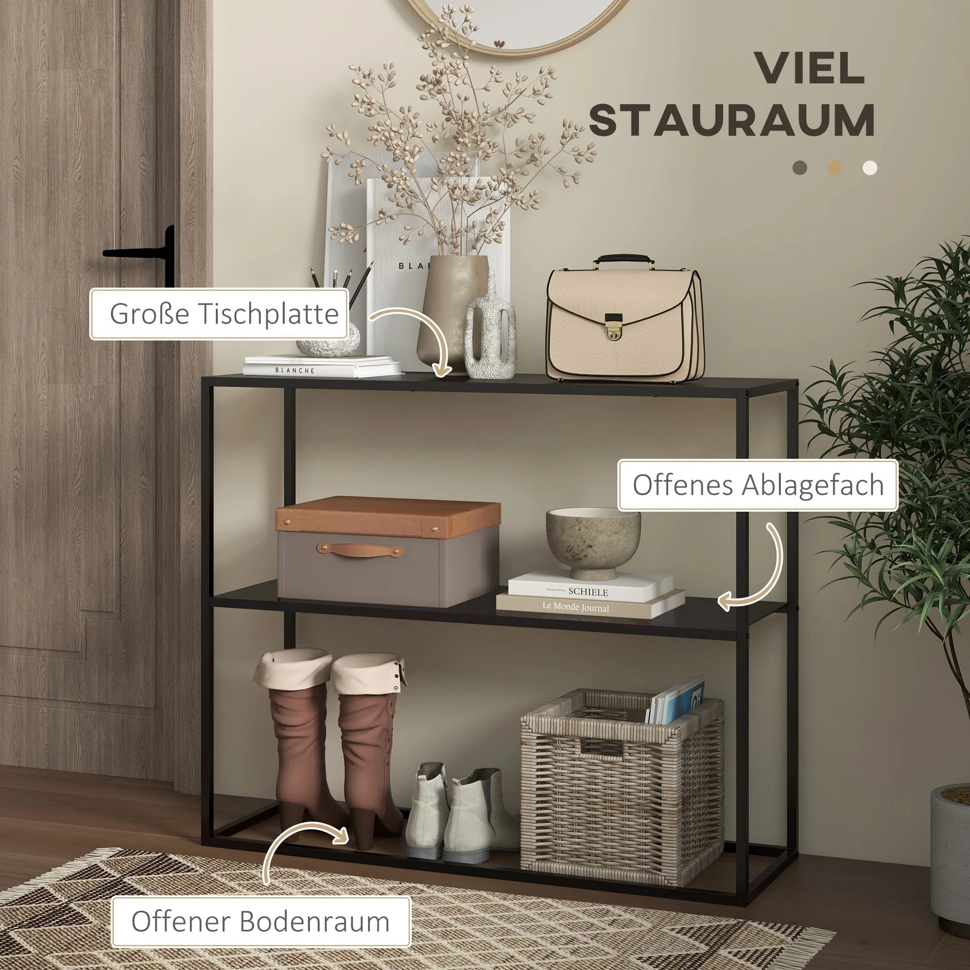 Console Table, 2 Levels, Anti-Tip Device, Steel - Image 4