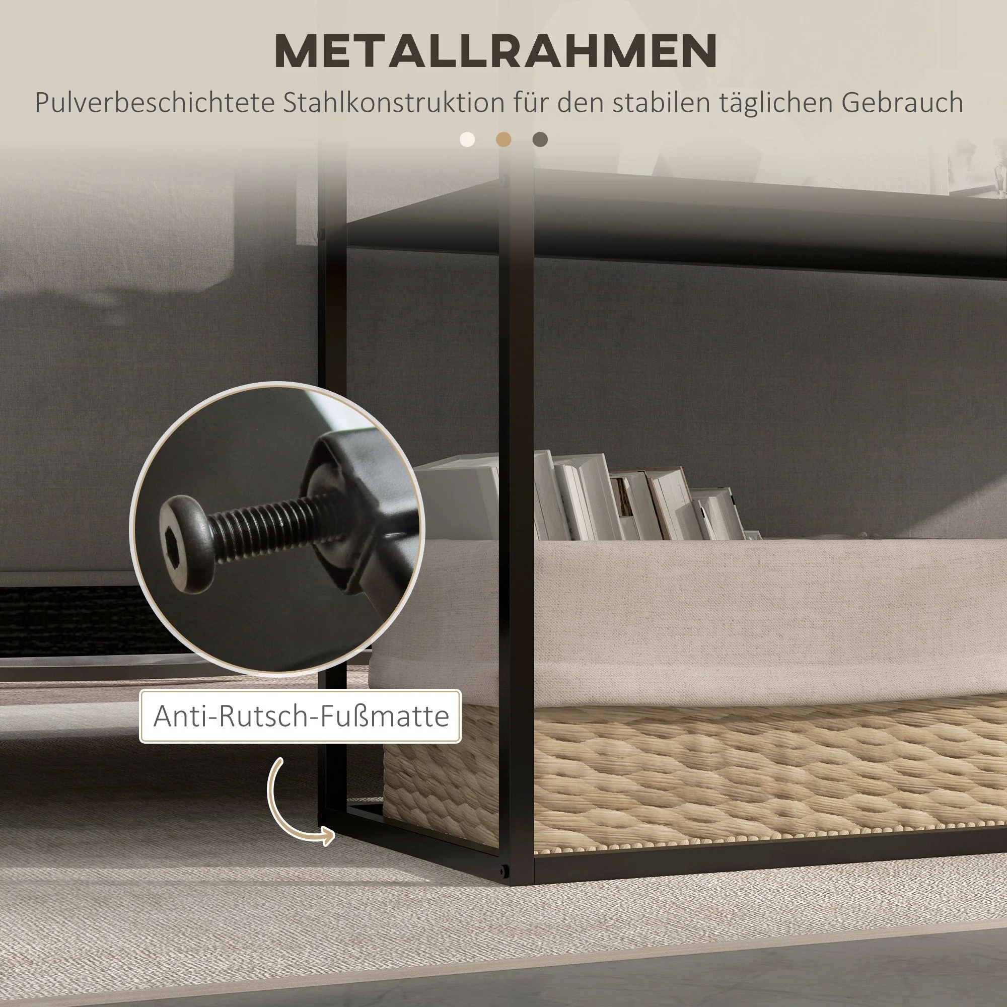 Console Table, 2 Levels, Anti-Tip Device, Steel - Image 5