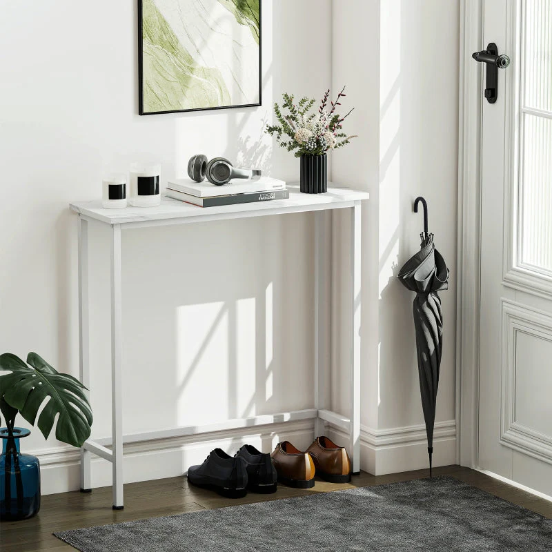 Console Table, Adjustable Foot Pads, Anti-Tip, White