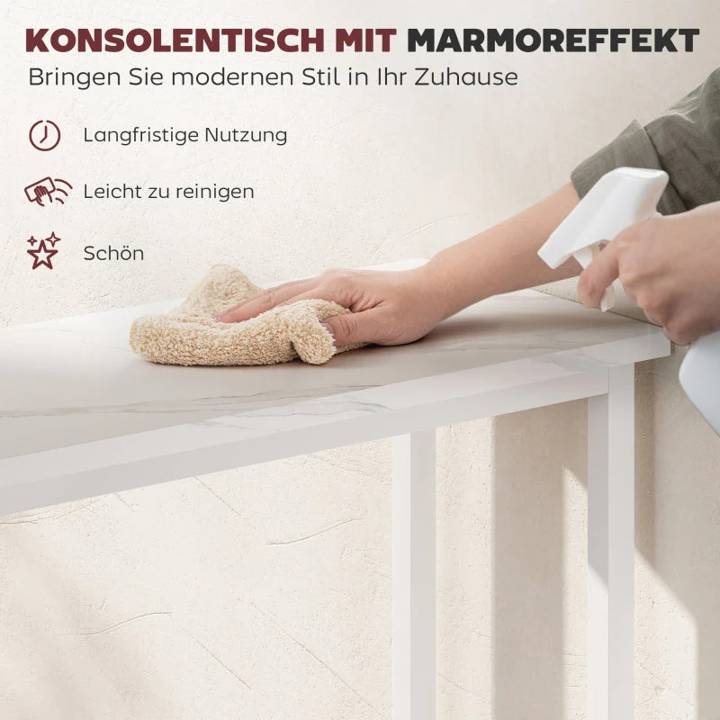 Console Table, Adjustable Foot Pads, Anti-Tip, White - Image 4