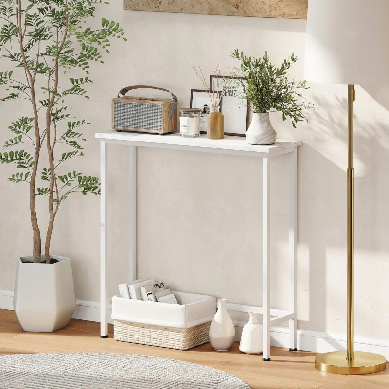 Console Table, Adjustable Foot Pads, Anti-Tip, White - Image 7