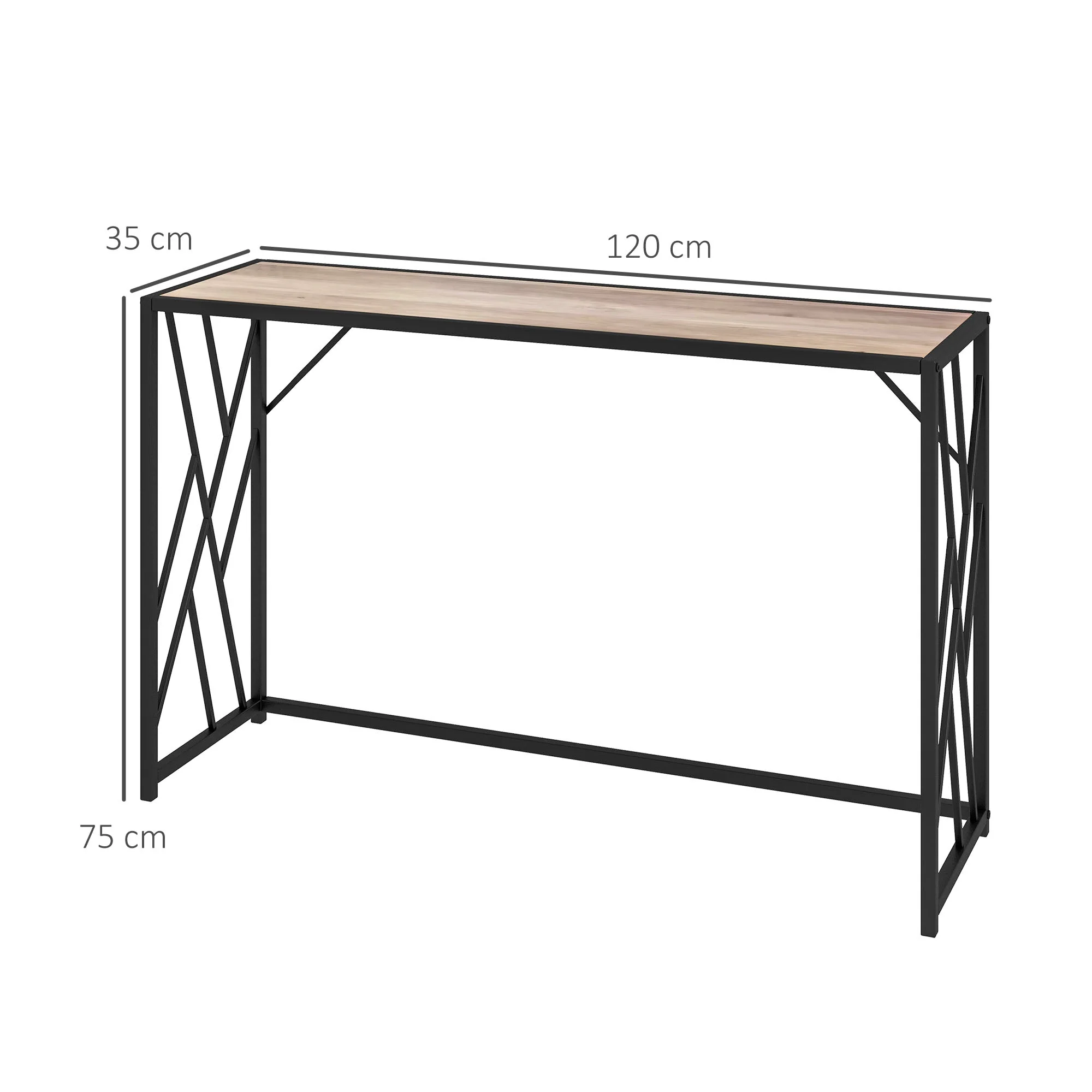 Console Table, Industrial Style Side/Hallway Decorative Steel Legs, Brown - Image 3