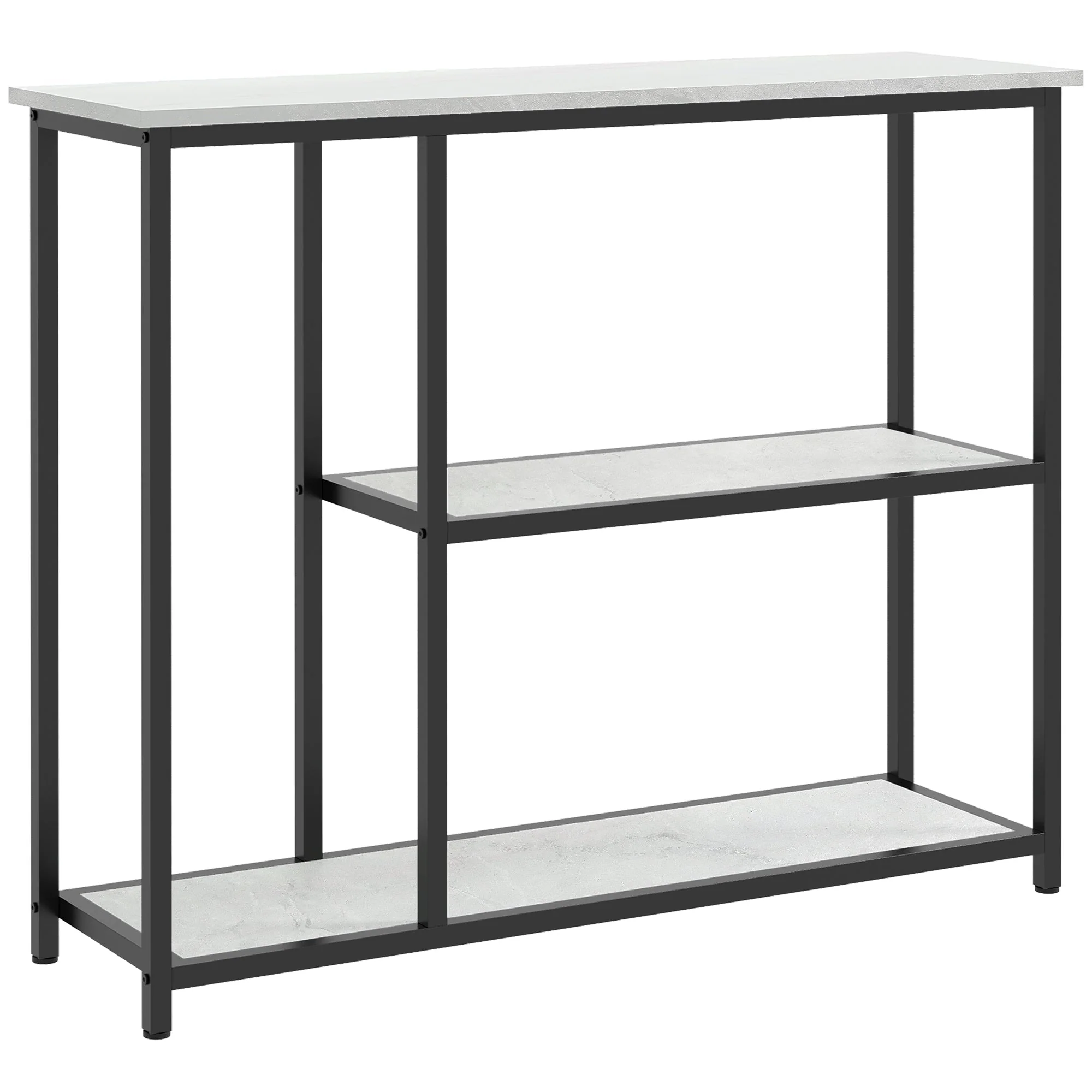 Console Table with 2 Levels, Side Table, Sofa Table, Anti-tip Protection, Steel White - Image 2
