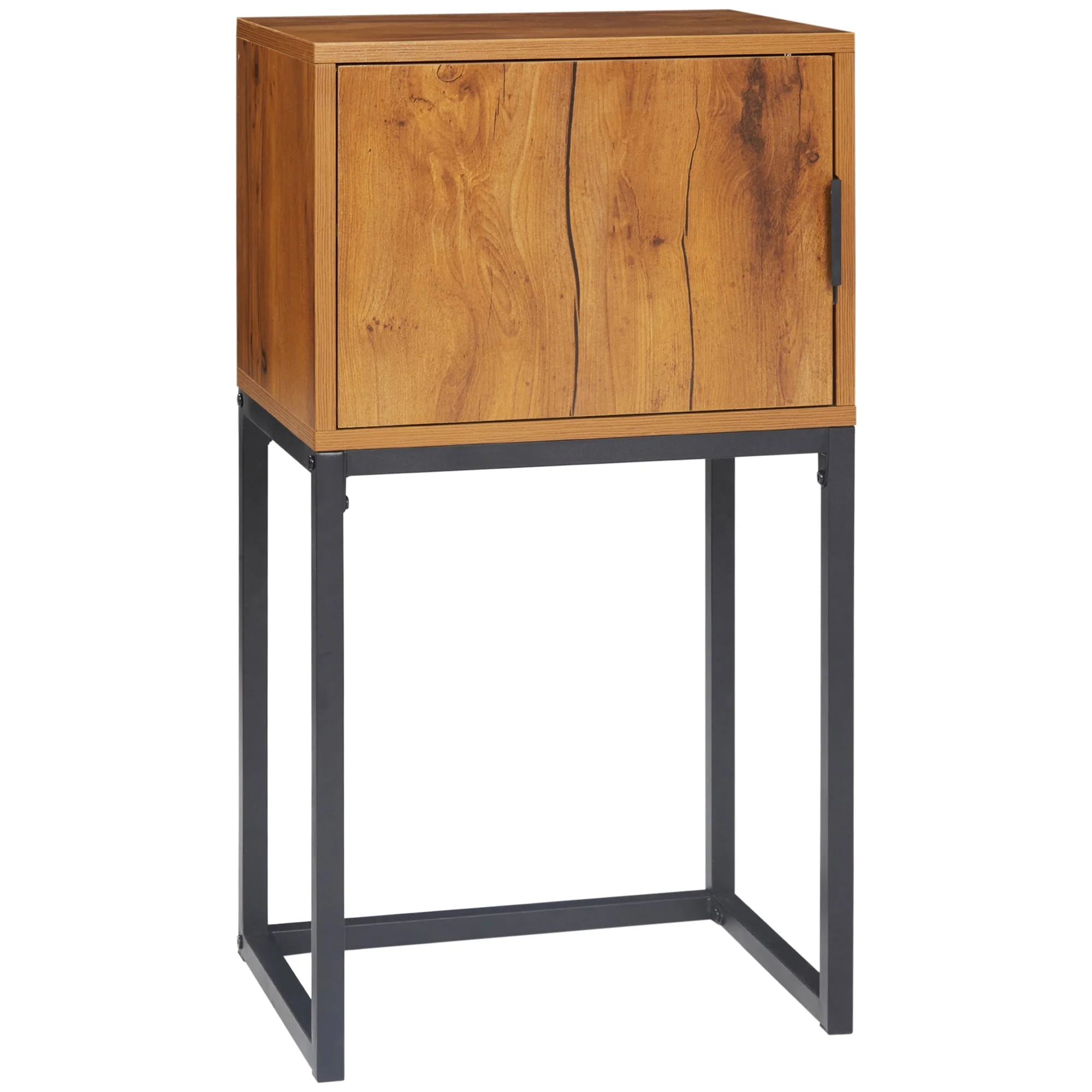 Console Table with Cabinet, Industrial Design, Natural Steel - Image 2