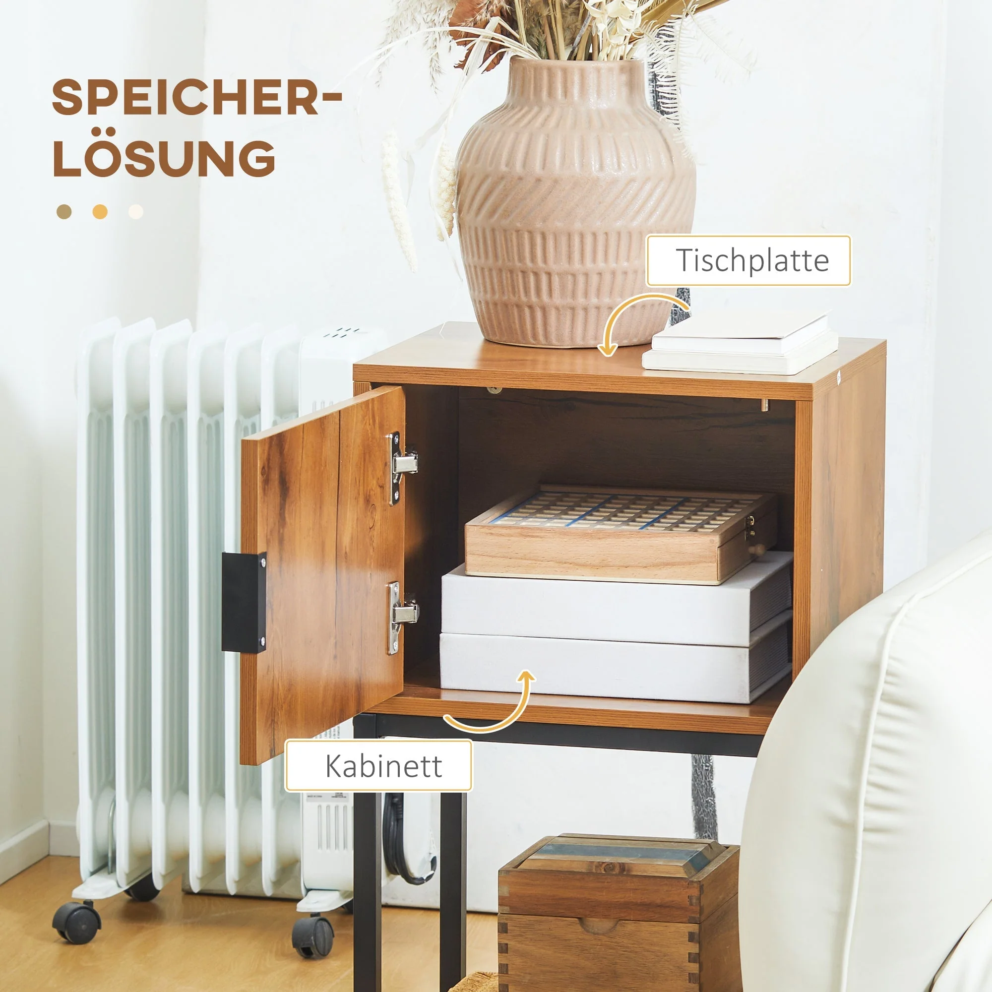 Console Table with Cabinet, Industrial Design, Natural Steel - Image 4