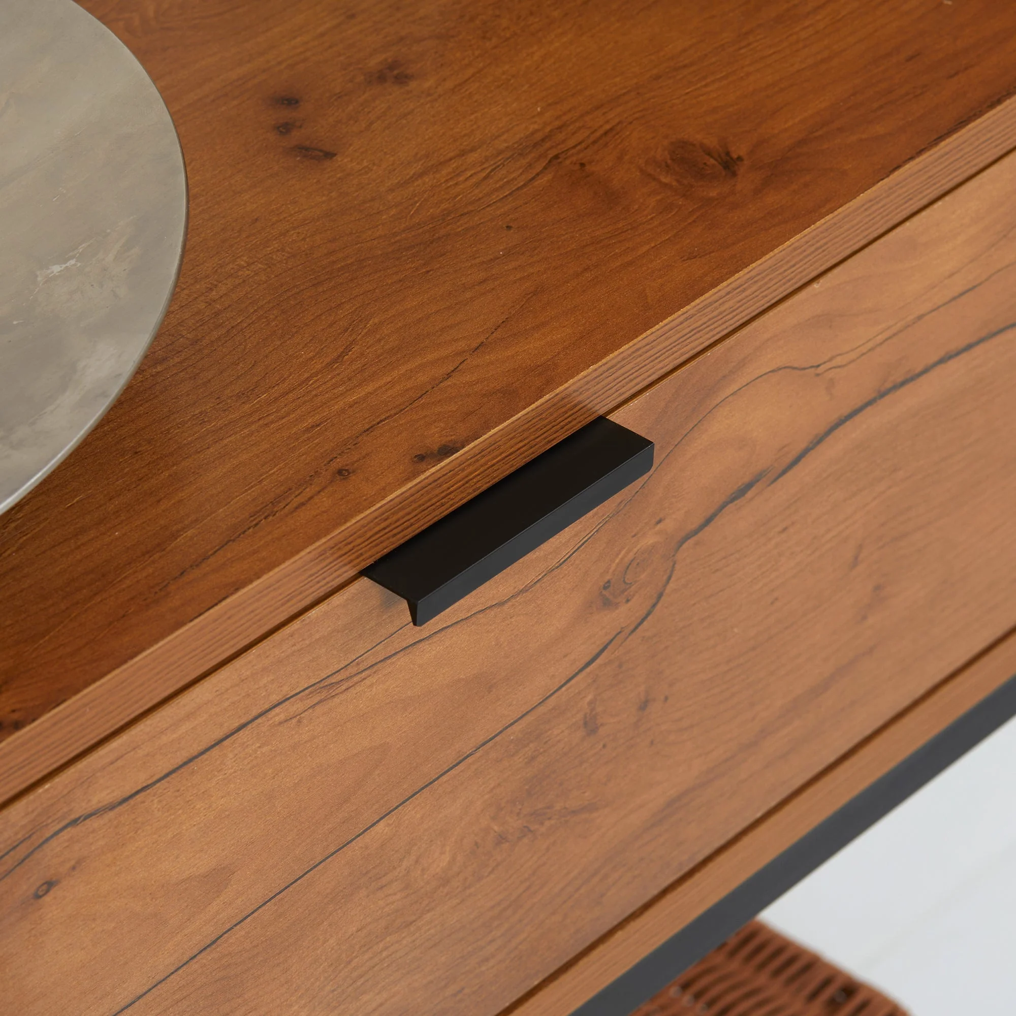 Console Table with Drawer, Sofa Hallway Side Table 80x30x76cm, Natural Wood/Steel - Image 7