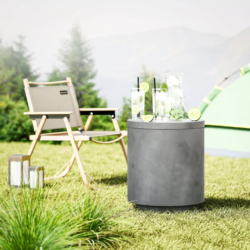 Cool Bar Side Table, 10 L Drinks Cooler, Light Gray