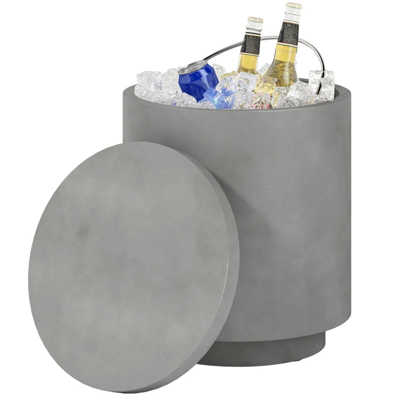 Cool Bar Side Table, 10 L Drinks Cooler, Light Gray - Image 2
