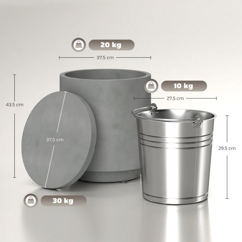 Cool Bar Side Table, 10 L Drinks Cooler, Light Gray - Image 3