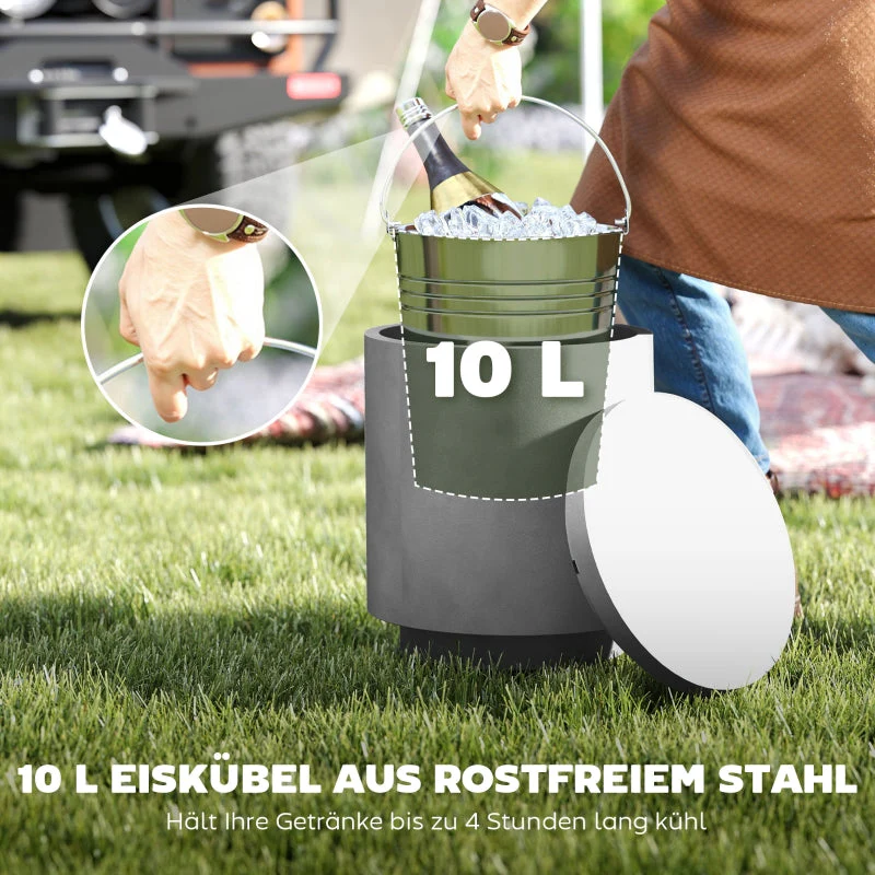 Cool Bar Side Table, 10 L Drinks Cooler, Light Gray - Image 4
