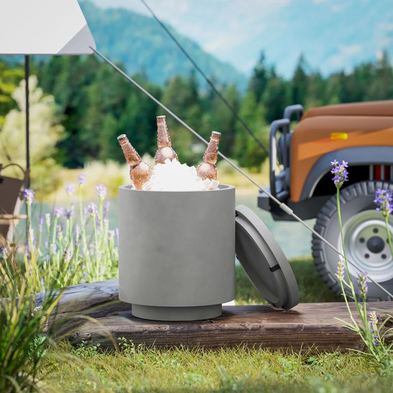 Cool Bar Side Table, 10 L Drinks Cooler, Light Gray - Image 7