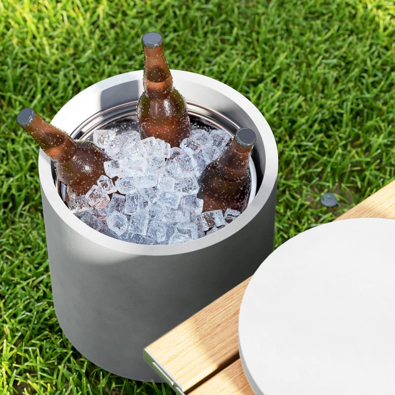 Cool Bar Side Table, 10 L Drinks Cooler, Light Gray - Image 8