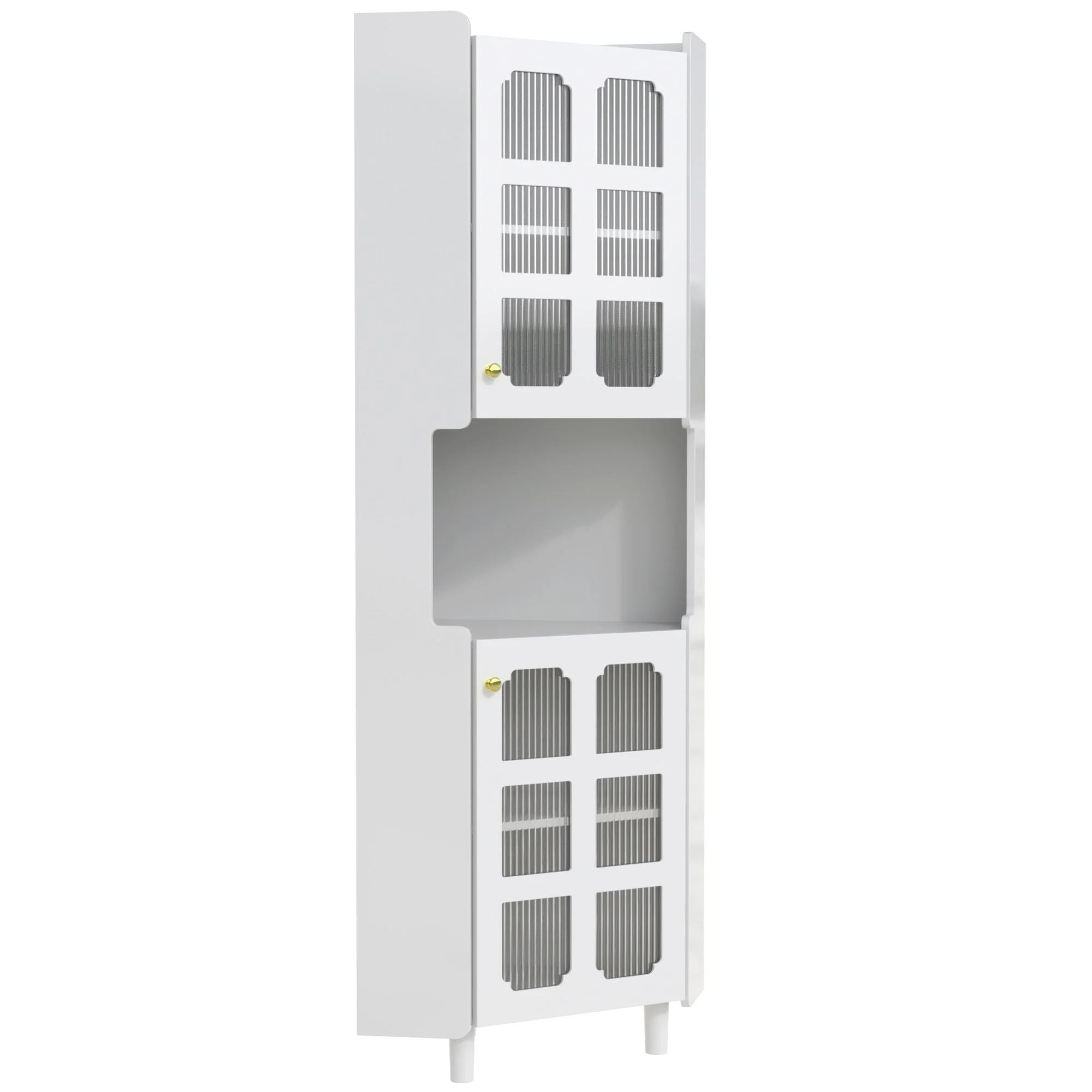 Corner Cabinet LED Multifunctional Storage - White Lacquer Finish - Image 10