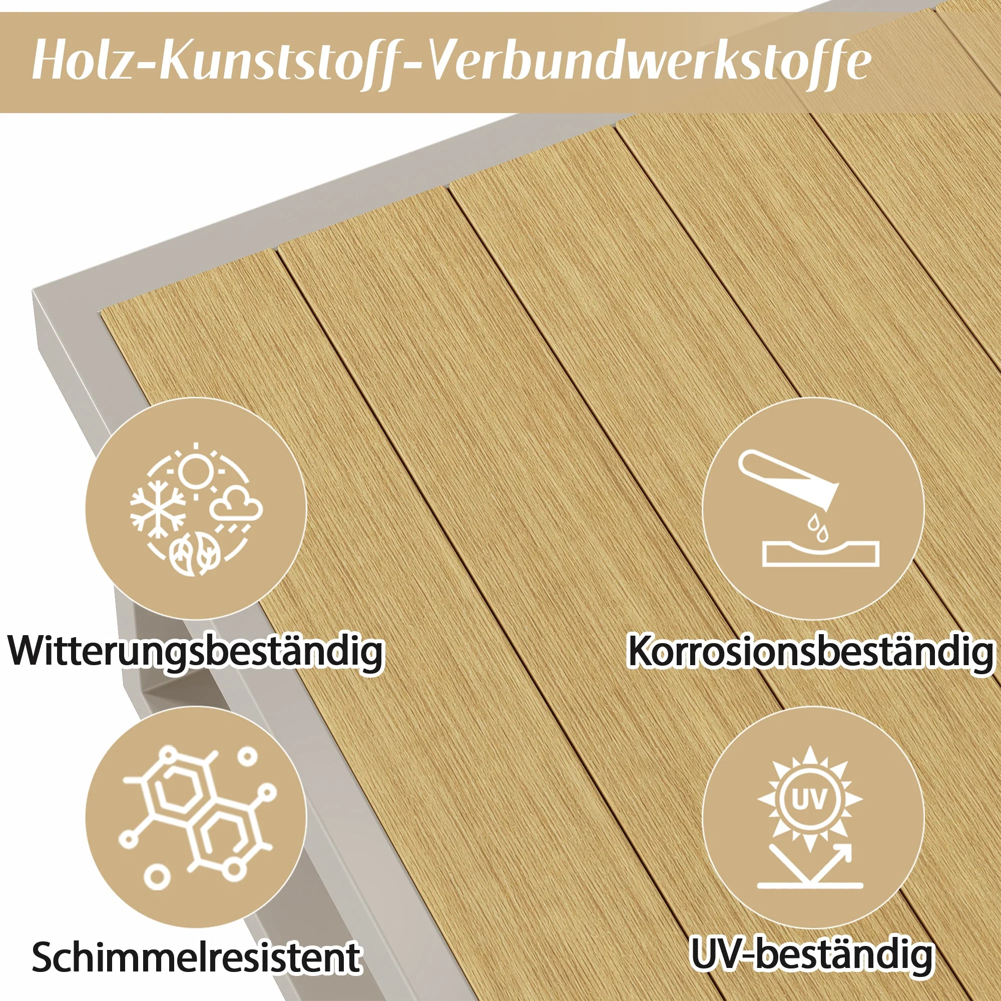 Corner Garden Furniture Set with Coffee Table, Seats 7, Khaki and Beige - Image 7