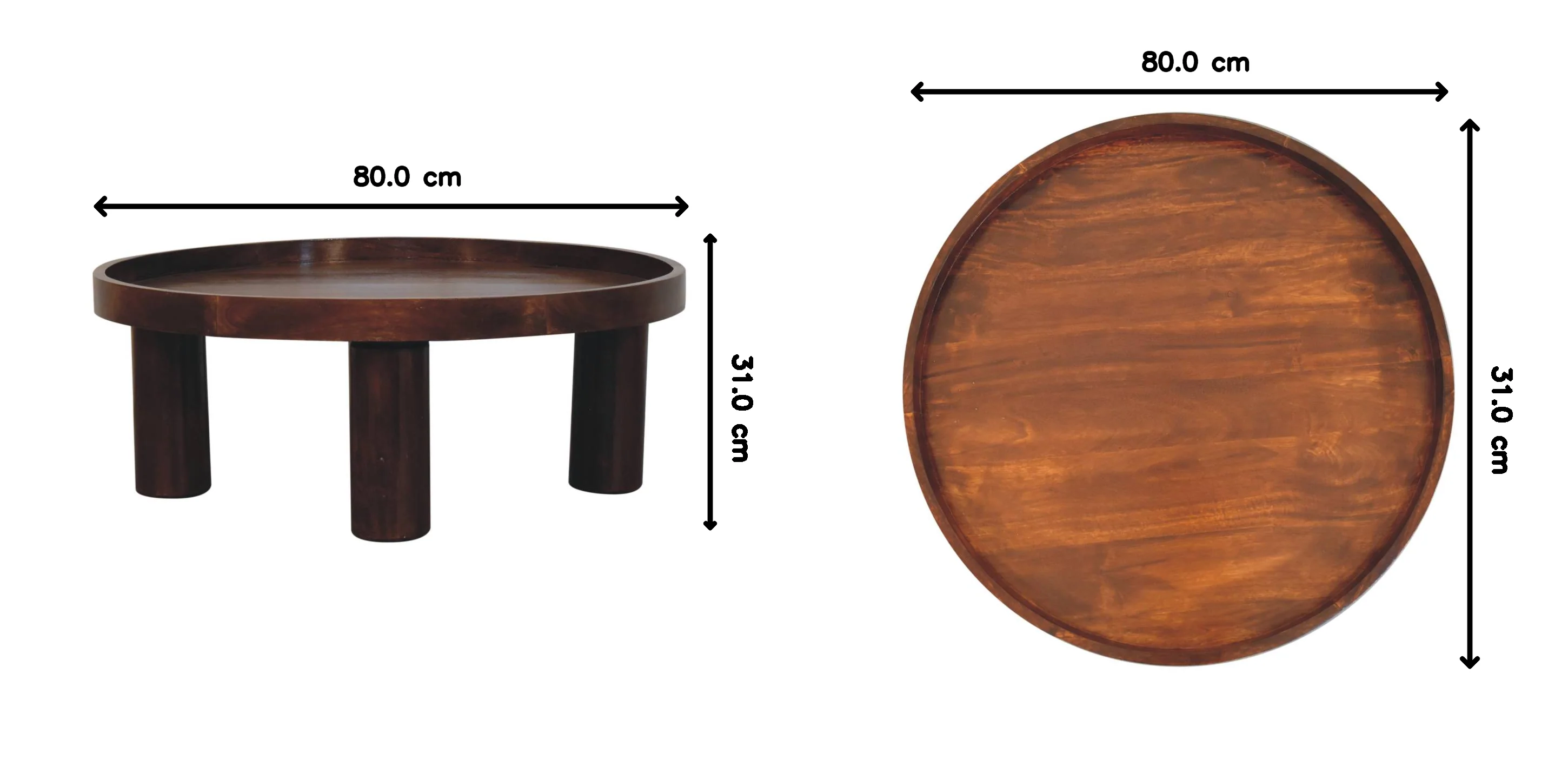 Crescent Coffee Table Solid Mango Wood - Image 2