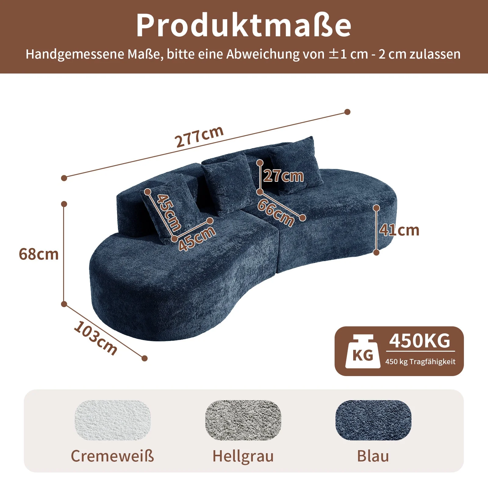 Curved Sectional Sofa 3-Seater Modern - Image 2
