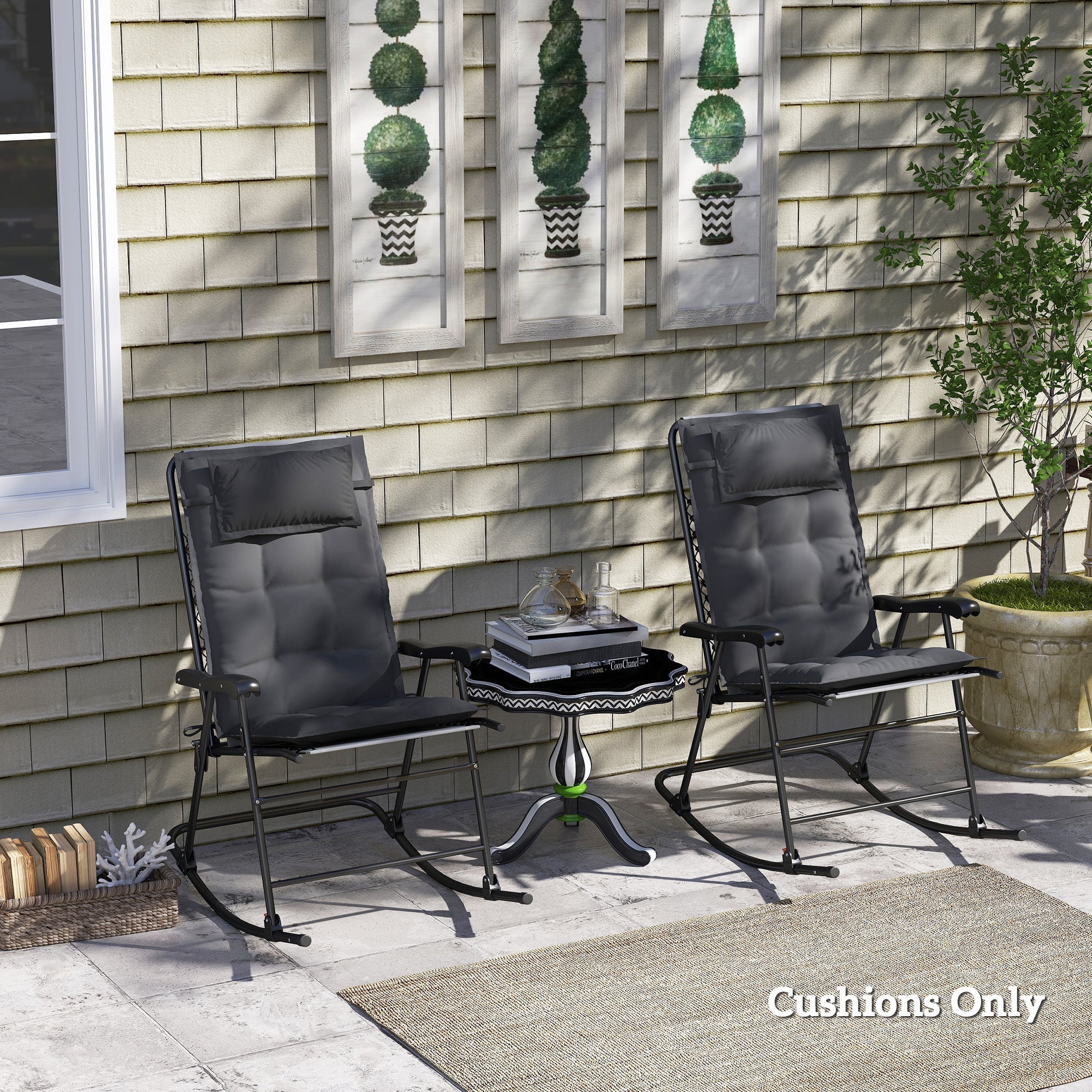 Cushions for Sun Loungers, Set of 2 Water-Repellent 50x116x5 cm, Dark Grey