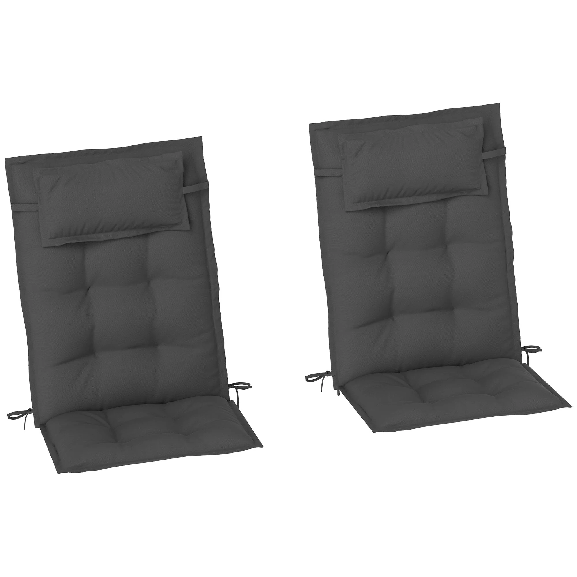 Cushions for Sun Loungers, Set of 2 Water-Repellent 50x116x5 cm, Dark Grey - Image 2