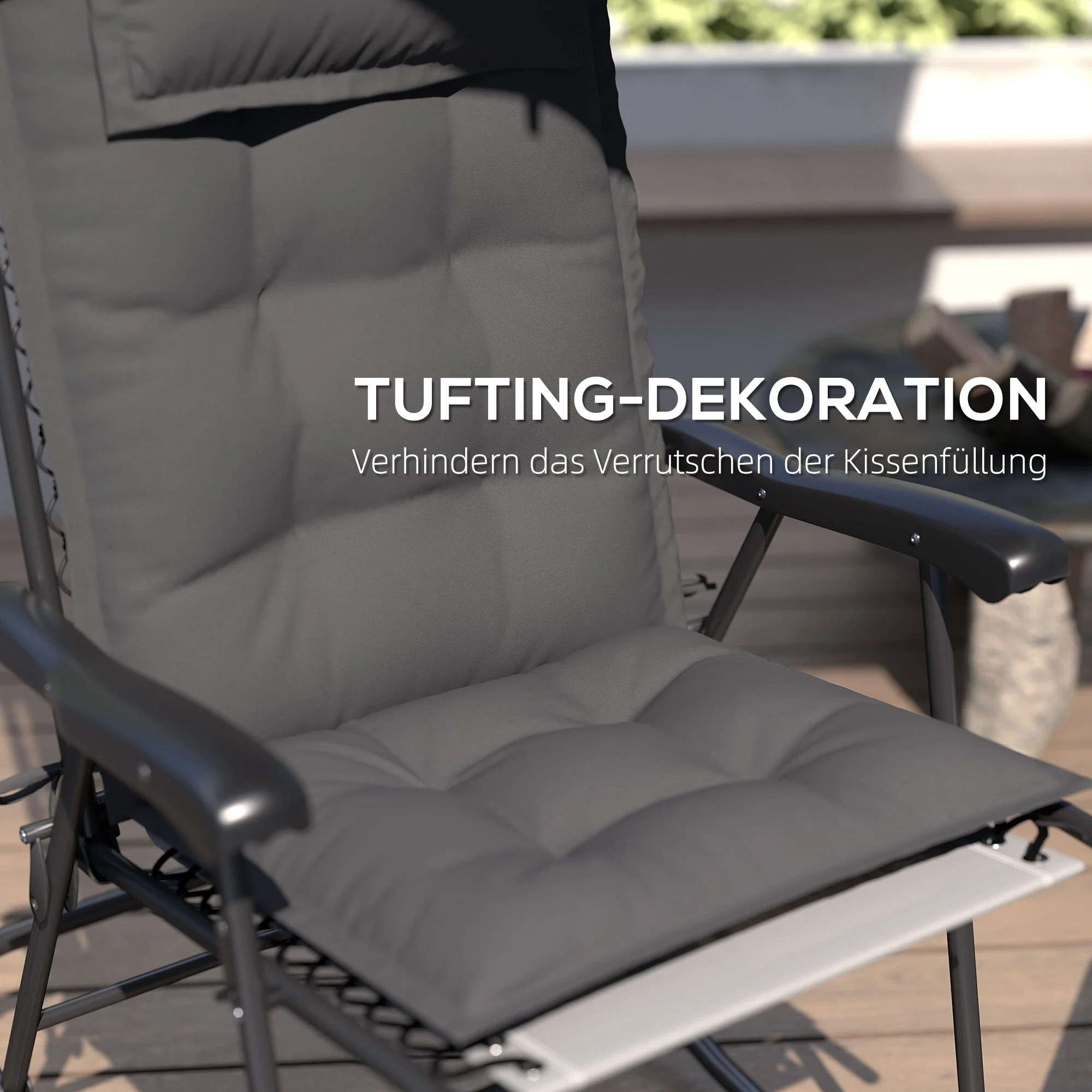 Cushions for Sun Loungers, Set of 2 Water-Repellent 50x116x5 cm, Dark Grey - Image 6
