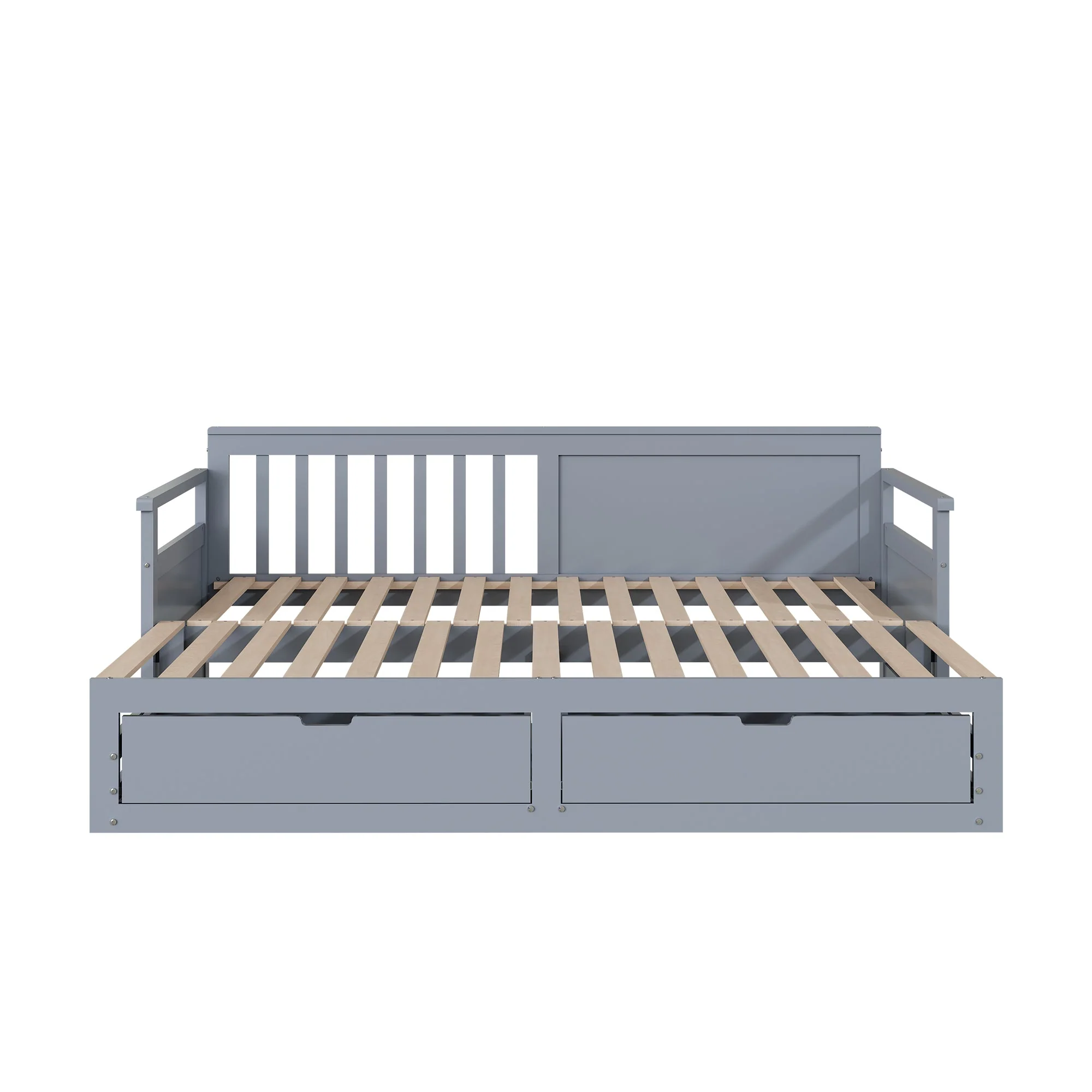 Day Bed, Multifunctional Two-in-One with Drawers, Pull-Out, Pine, Grey - Image 8