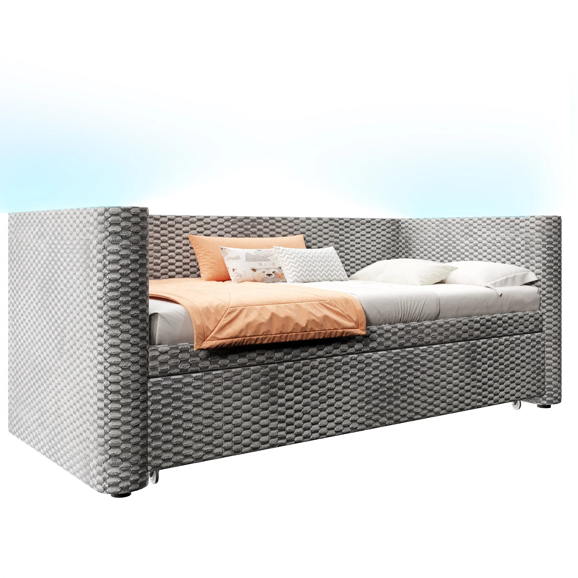 Daybed Sofa Bed 90x200/180x200cm Pull-out Multifunctional LED - Velvet Grey - Image 9