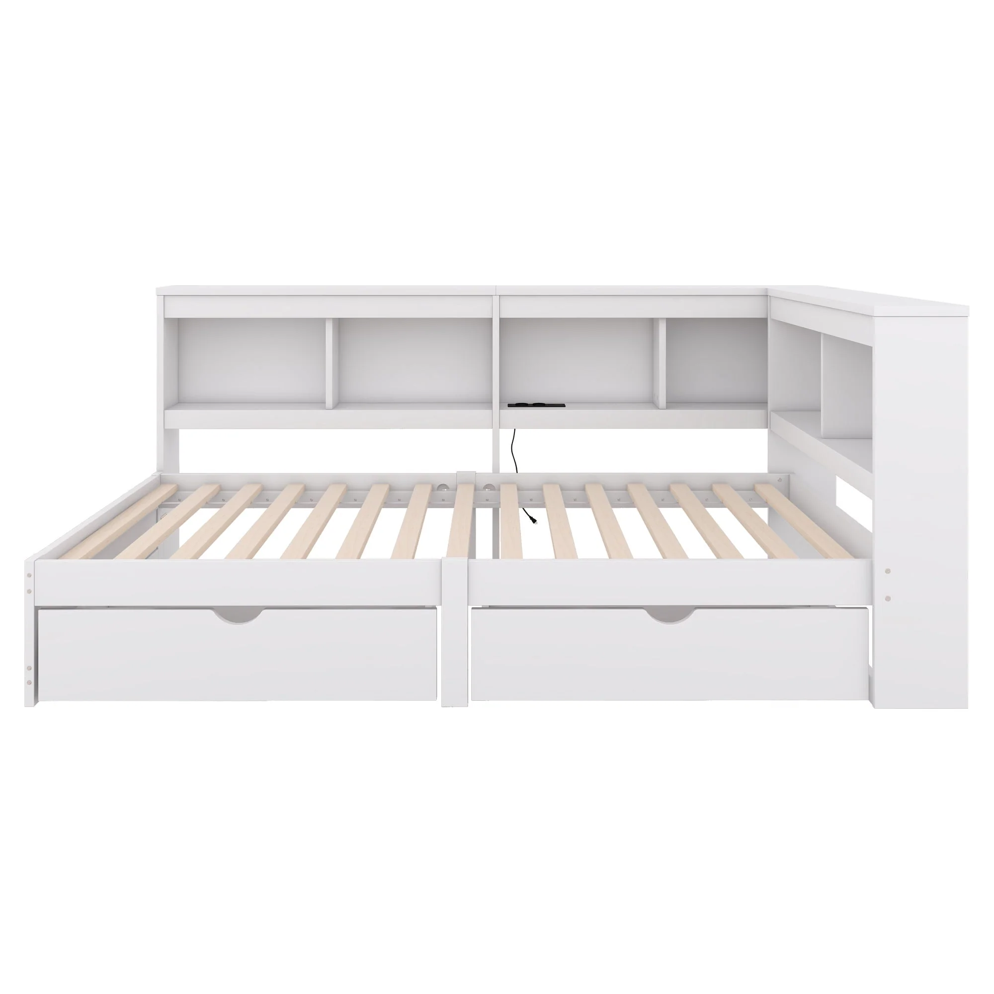 Daybed Sofa Bed 90x200cm 2 Drawers Power Outlet USB - White Chipboard - Image 10