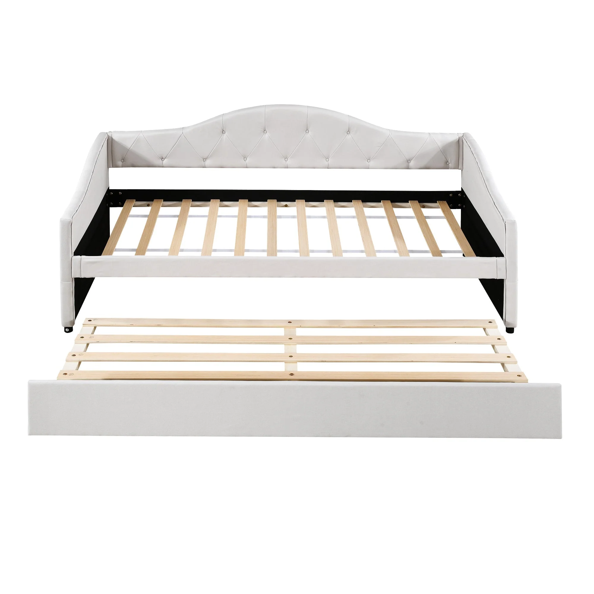 Daybed Sofa Bed 90x200cm Pull-out Bed Minimalist - Linen Beige - Image 10