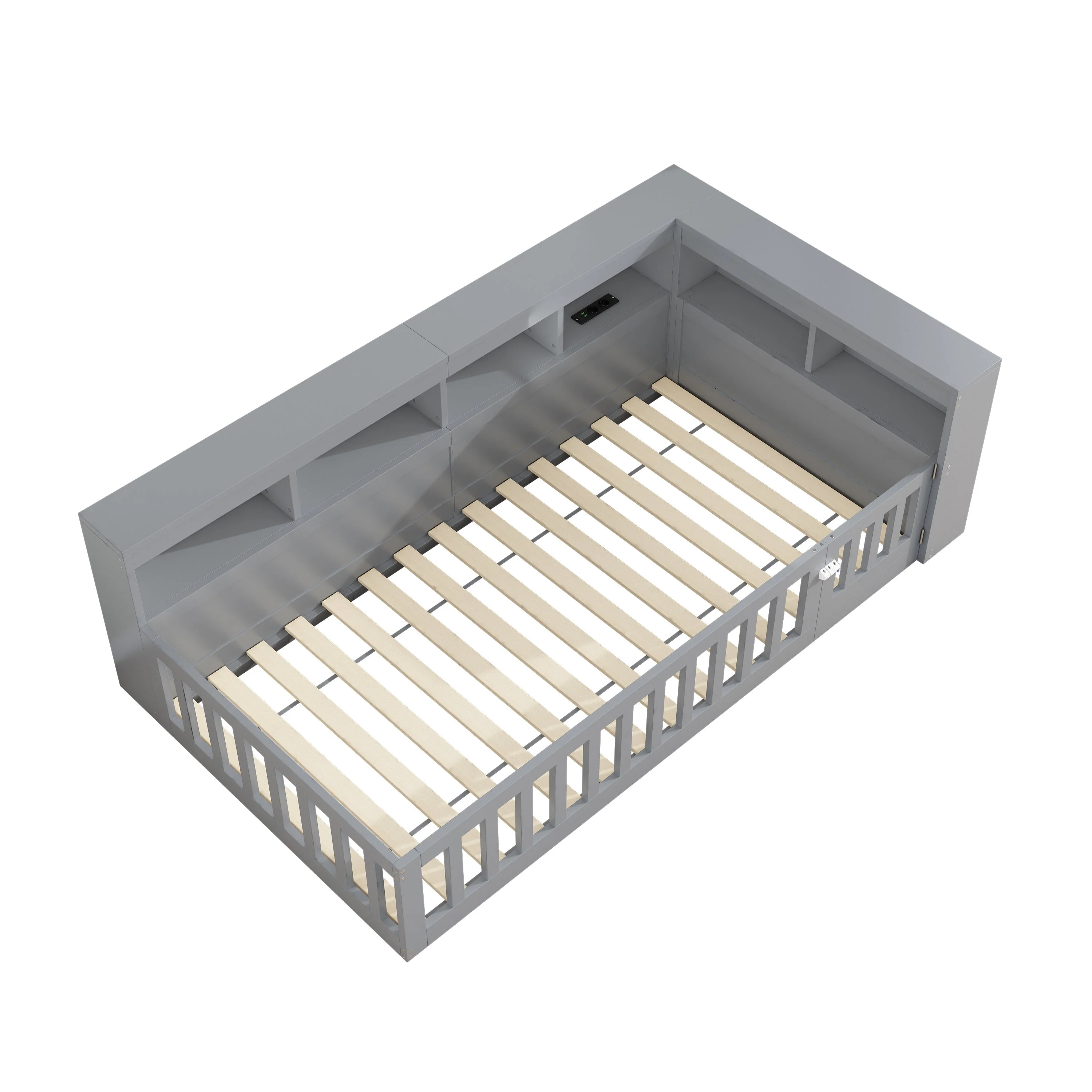 Daybed Sofa Bed 90x200cm Storage USB/Socket Railing - Grey - Image 10