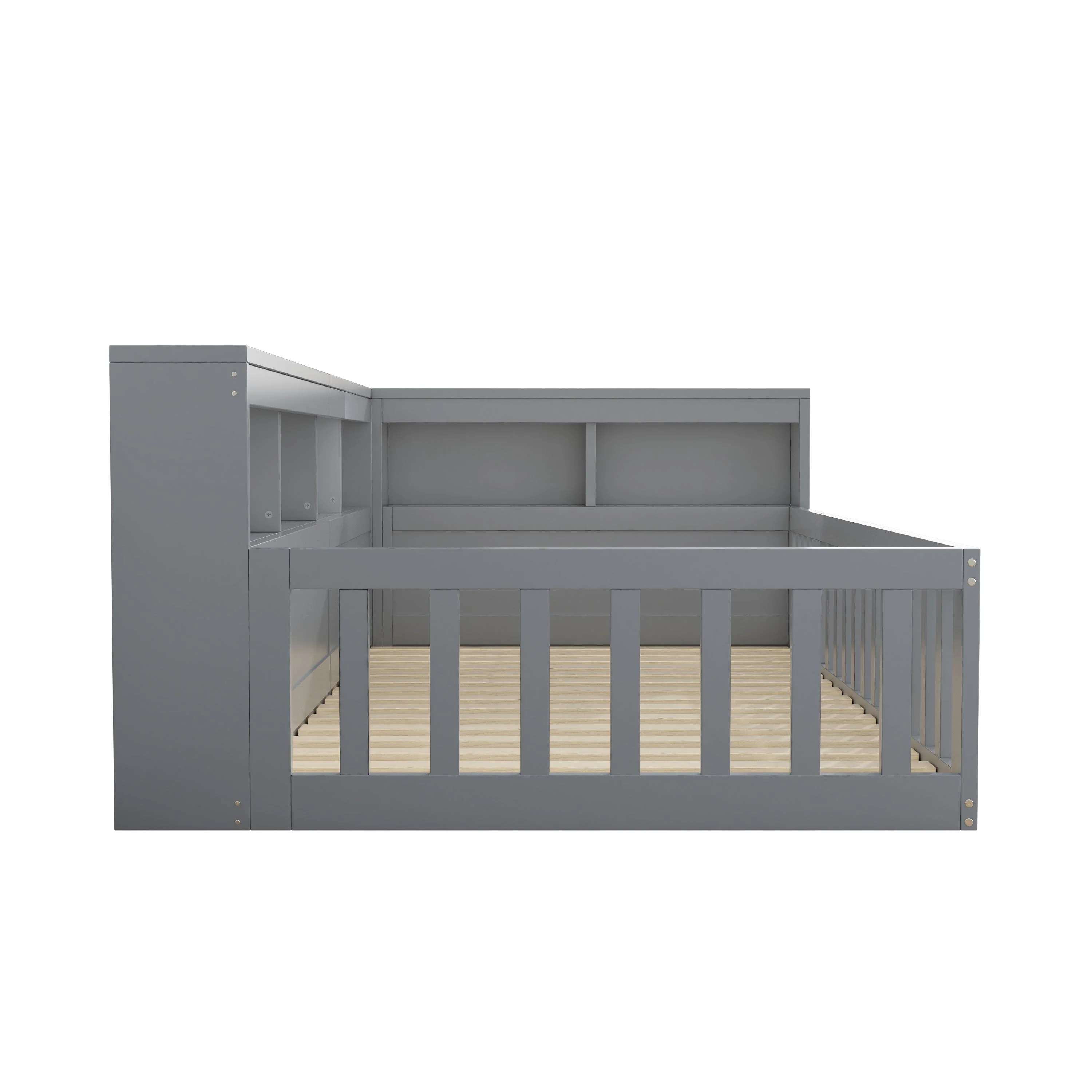 Daybed Sofa Bed 90x200cm Storage USB/Socket Railing - Grey - Image 9